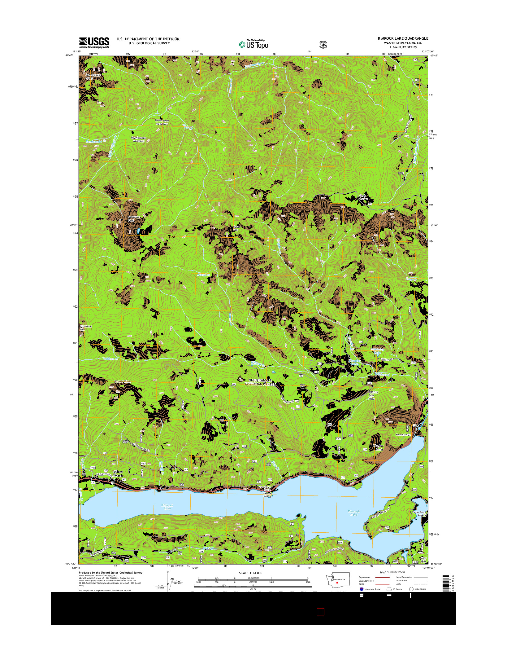 USGS US TOPO 7.5-MINUTE MAP FOR RIMROCK LAKE, WA 2014