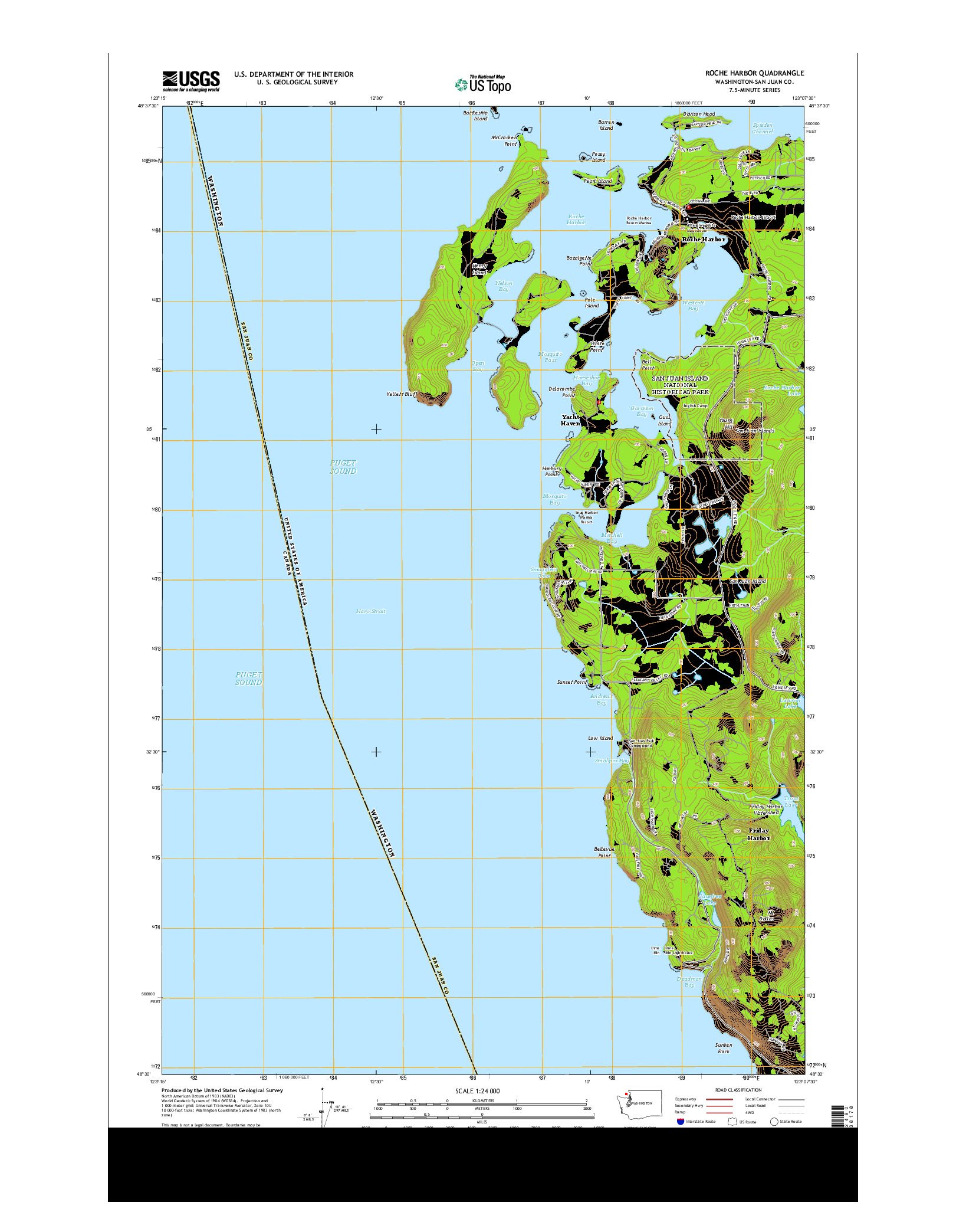 USGS US TOPO 7.5-MINUTE MAP FOR ROCHE HARBOR, WA 2014