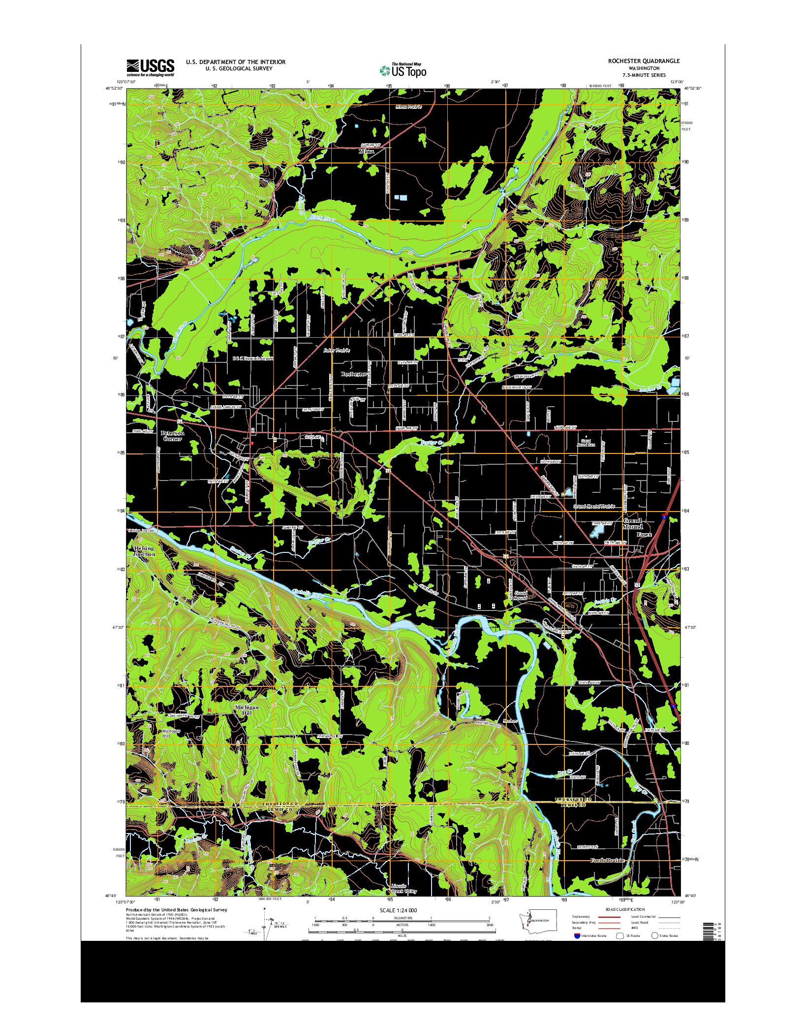 USGS US TOPO 7.5-MINUTE MAP FOR ROCHESTER, WA 2014