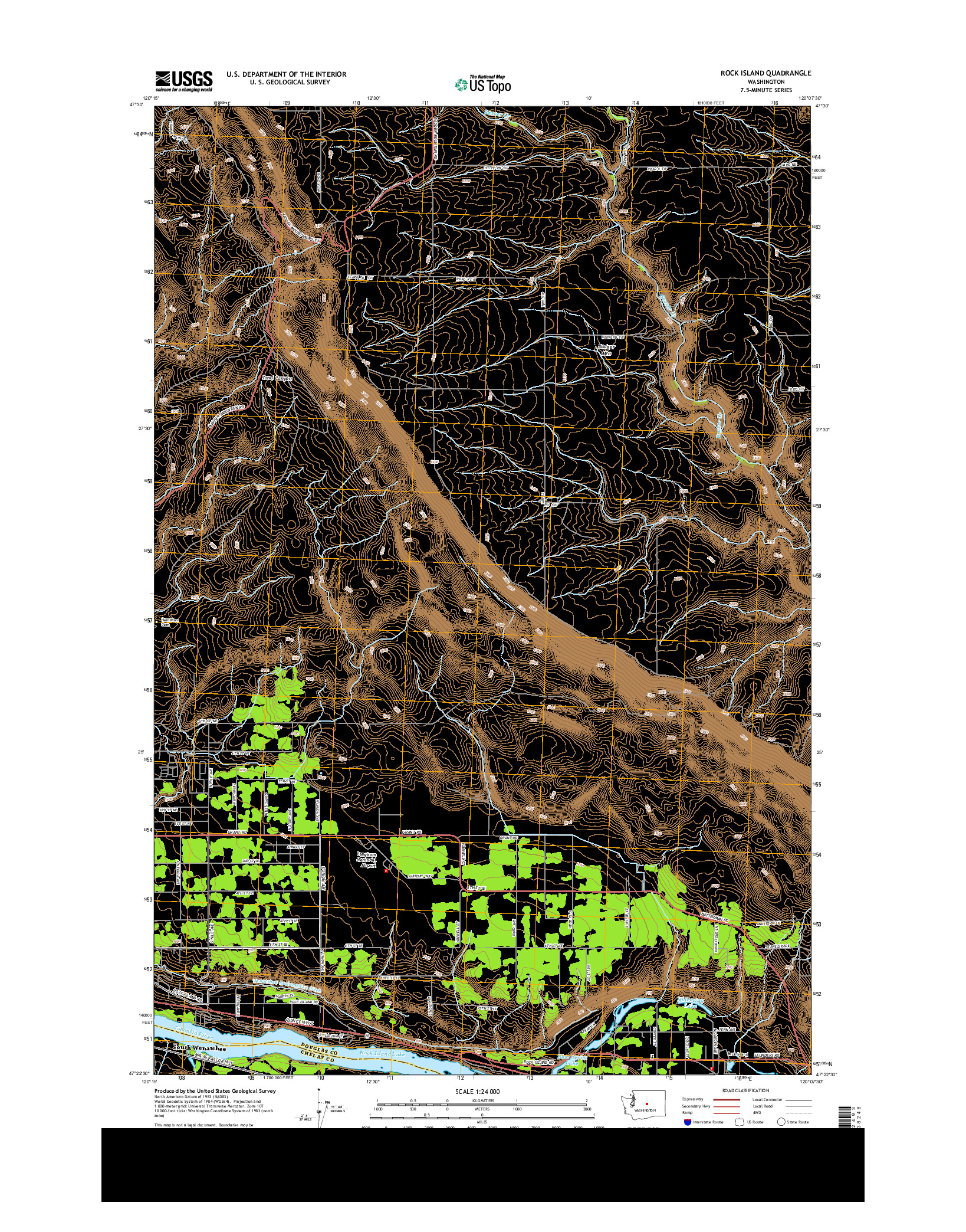 USGS US TOPO 7.5-MINUTE MAP FOR ROCK ISLAND, WA 2014