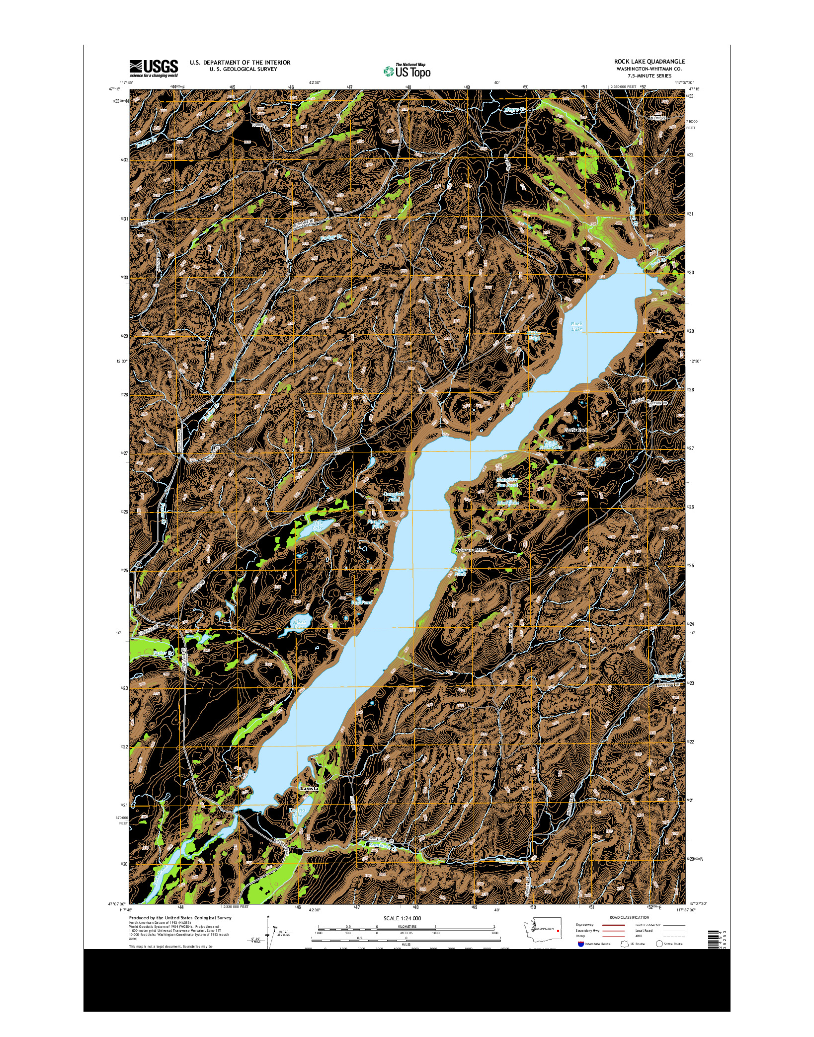 USGS US TOPO 7.5-MINUTE MAP FOR ROCK LAKE, WA 2014