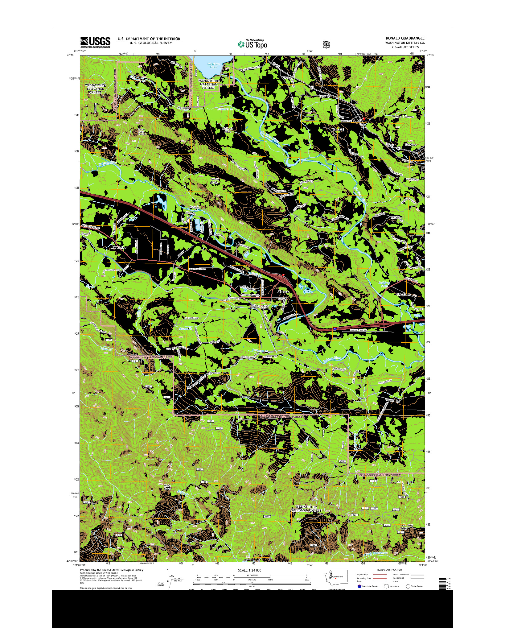 USGS US TOPO 7.5-MINUTE MAP FOR RONALD, WA 2014