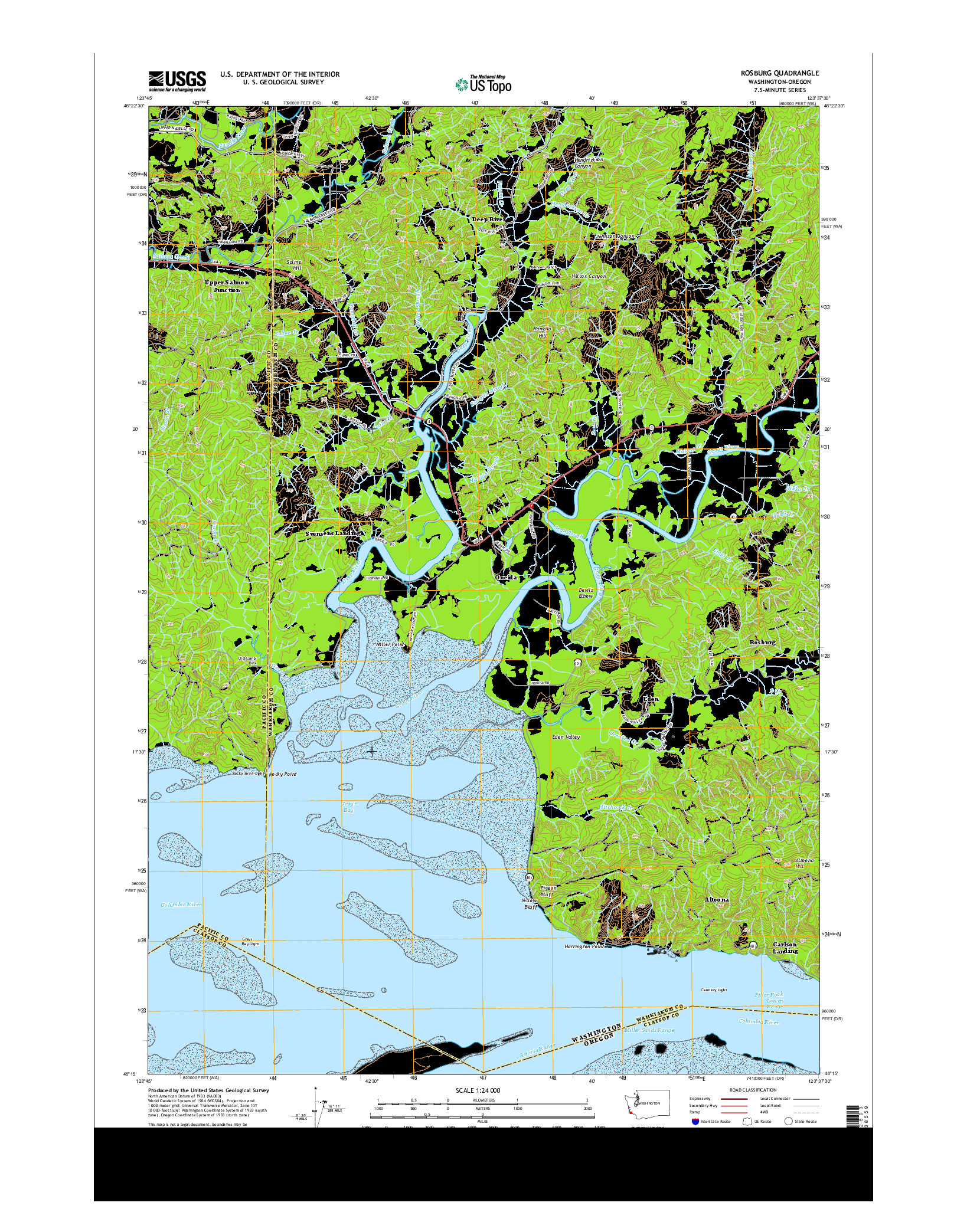 USGS US TOPO 7.5-MINUTE MAP FOR ROSBURG, WA-OR 2014