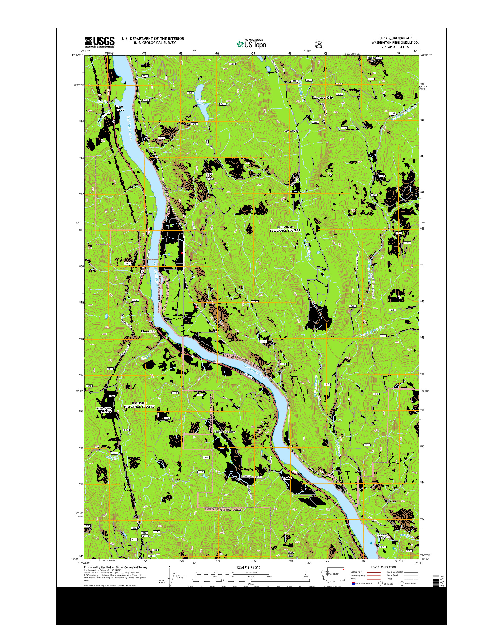 USGS US TOPO 7.5-MINUTE MAP FOR RUBY, WA 2014