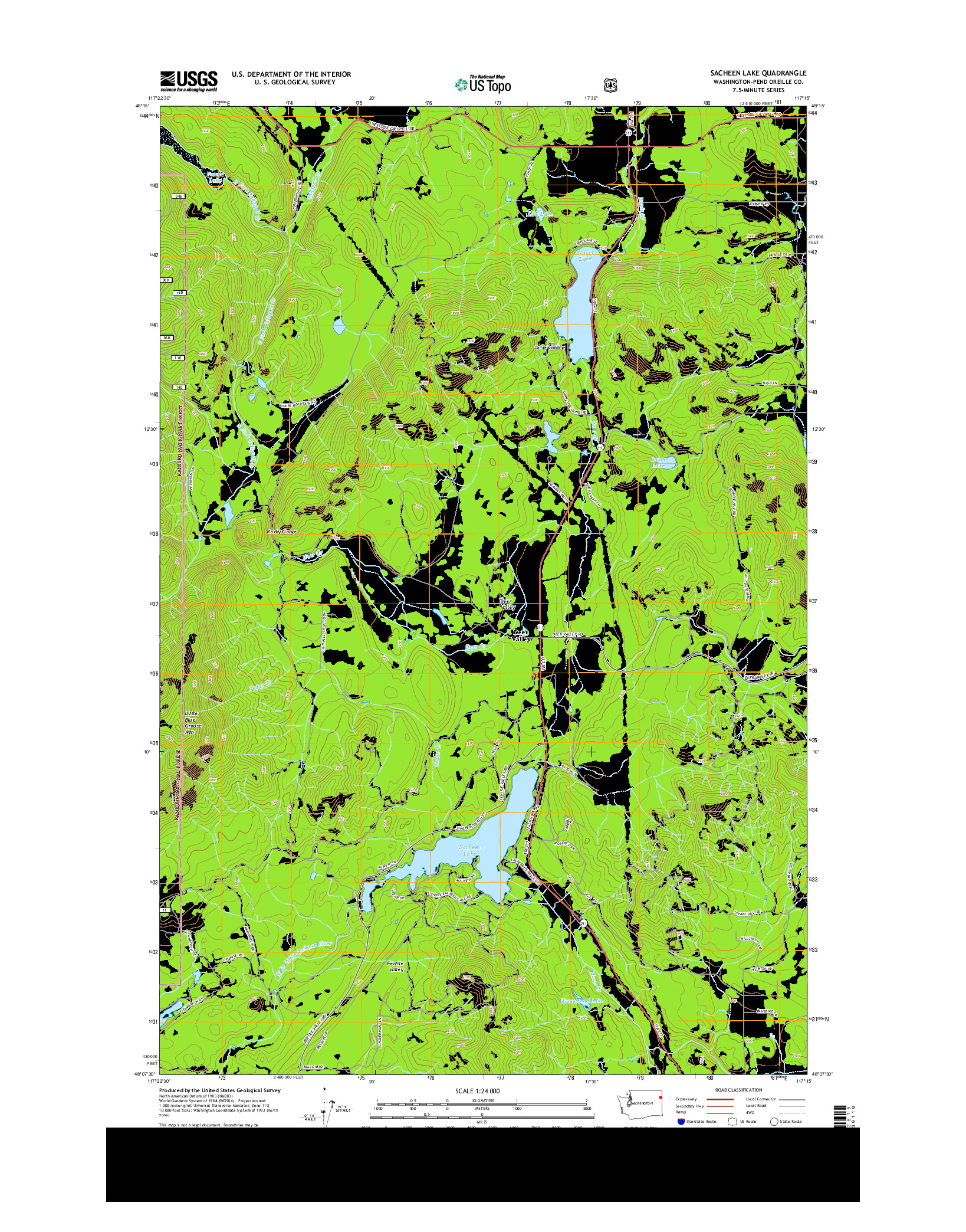 USGS US TOPO 7.5-MINUTE MAP FOR SACHEEN LAKE, WA 2014