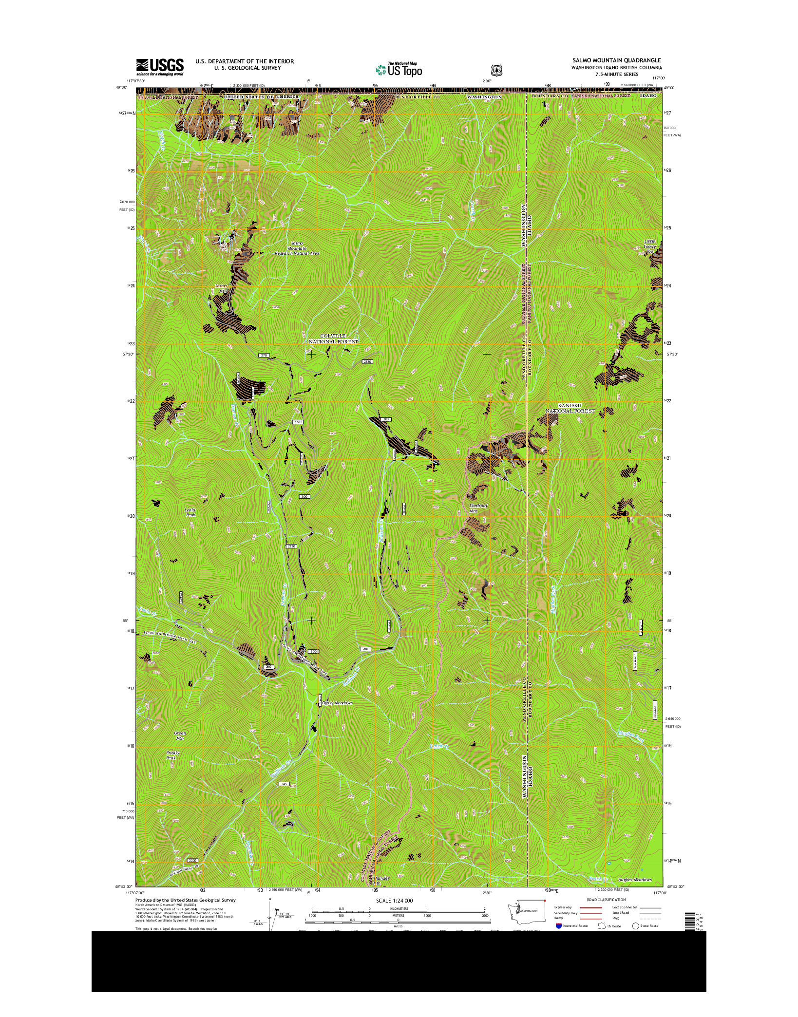 USGS US TOPO 7.5-MINUTE MAP FOR SALMO MOUNTAIN, WA-ID-BC 2014