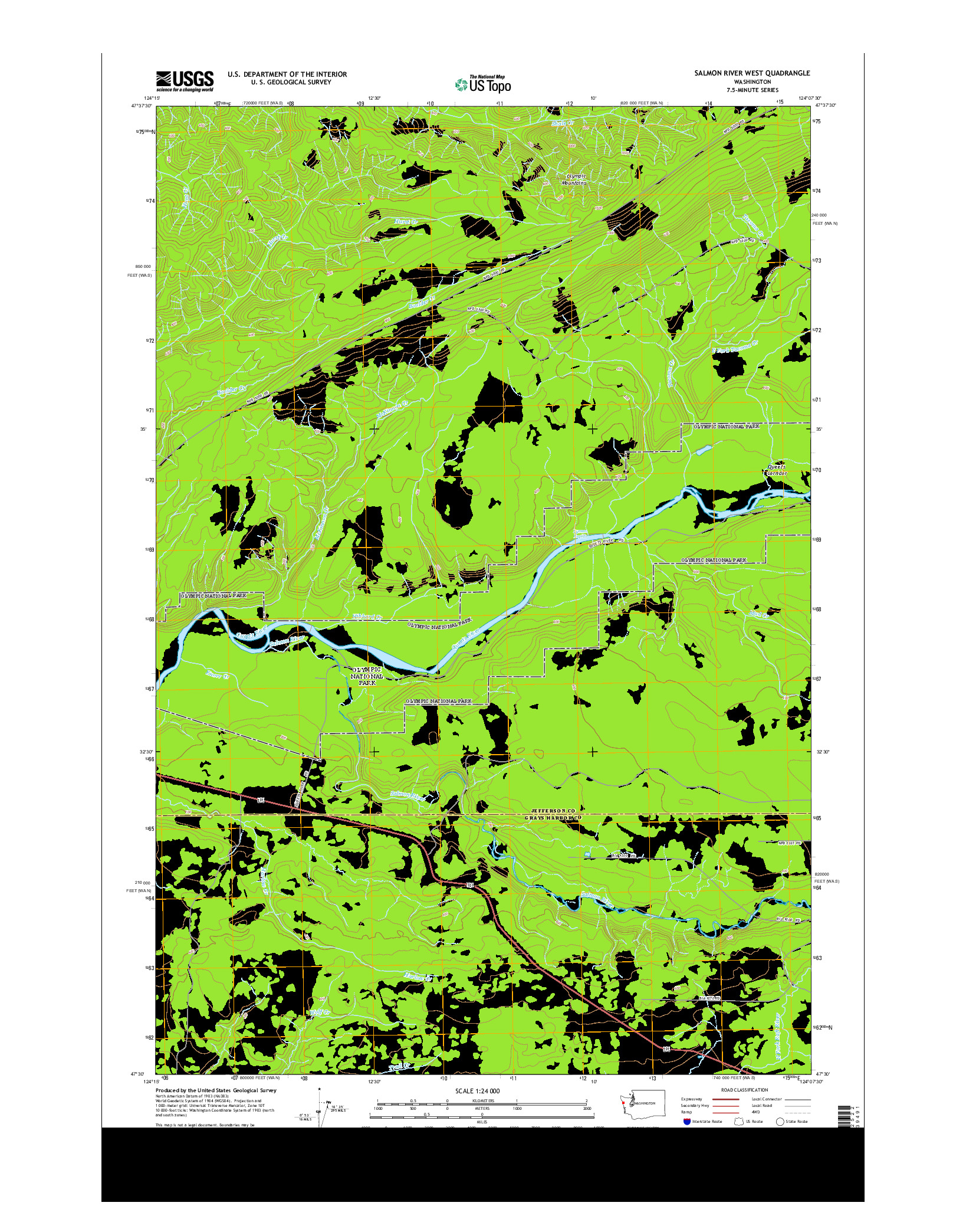 USGS US TOPO 7.5-MINUTE MAP FOR SALMON RIVER WEST, WA 2014