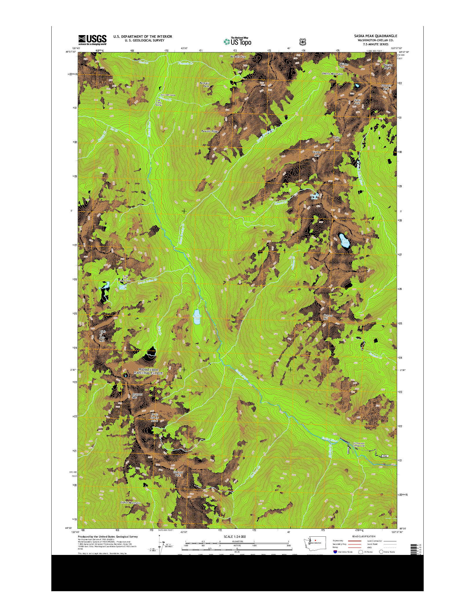 USGS US TOPO 7.5-MINUTE MAP FOR SASKA PEAK, WA 2014