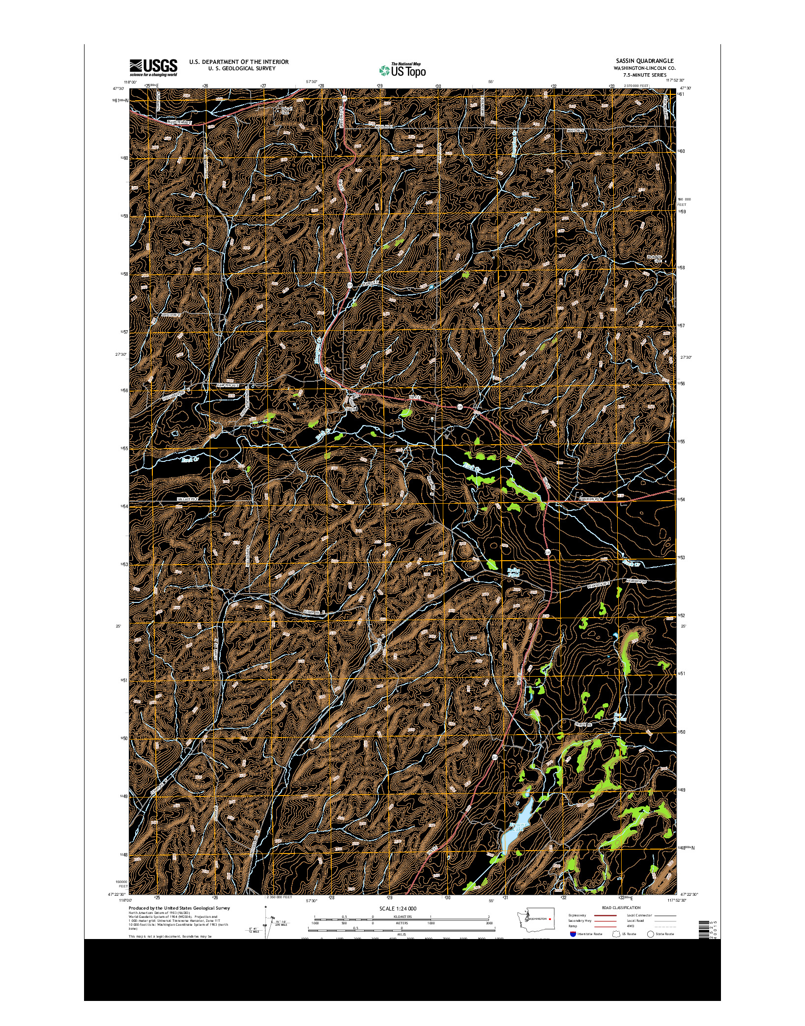 USGS US TOPO 7.5-MINUTE MAP FOR SASSIN, WA 2014