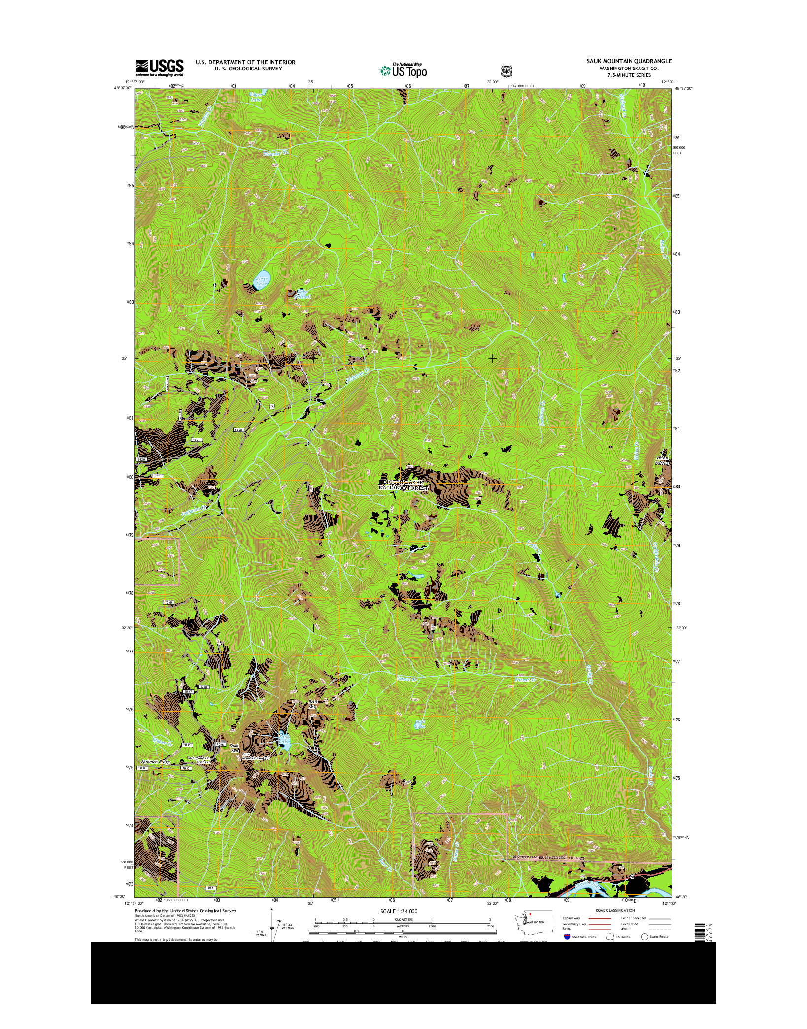 USGS US TOPO 7.5-MINUTE MAP FOR SAUK MOUNTAIN, WA 2014