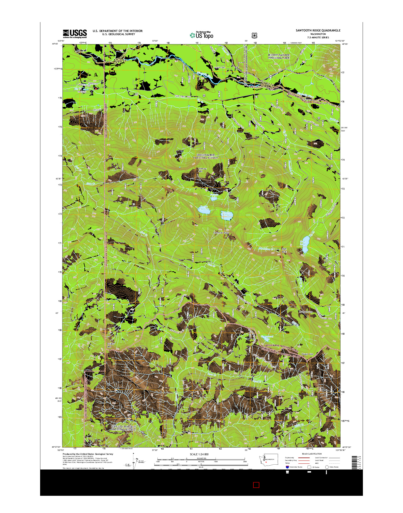 USGS US TOPO 7.5-MINUTE MAP FOR SAWTOOTH RIDGE, WA 2014