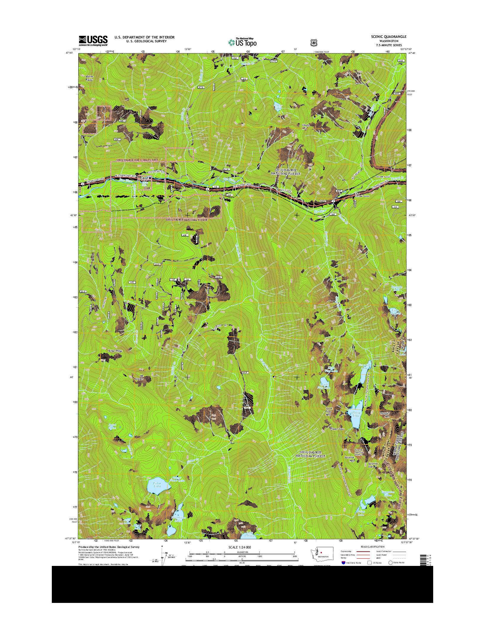 USGS US TOPO 7.5-MINUTE MAP FOR SCENIC, WA 2014