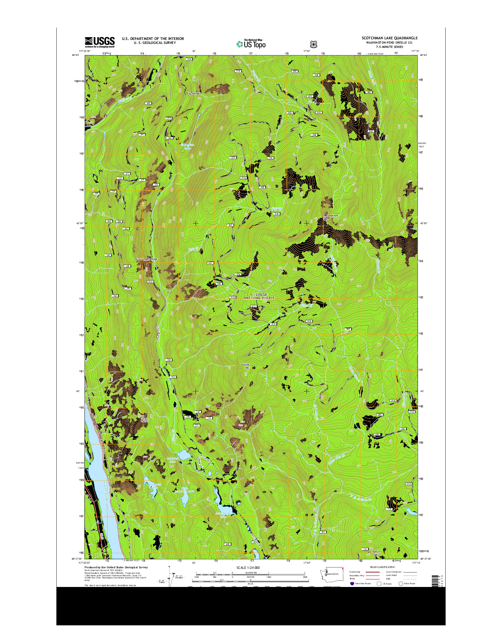 USGS US TOPO 7.5-MINUTE MAP FOR SCOTCHMAN LAKE, WA 2014