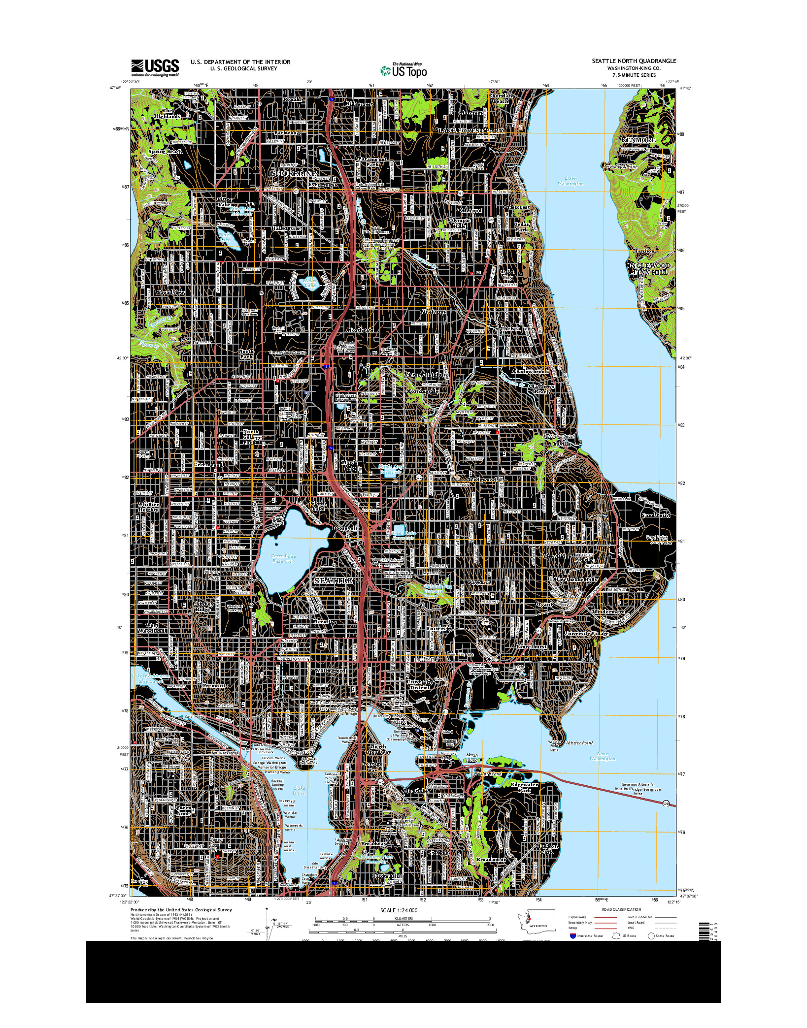 USGS US TOPO 7.5-MINUTE MAP FOR SEATTLE NORTH, WA 2014