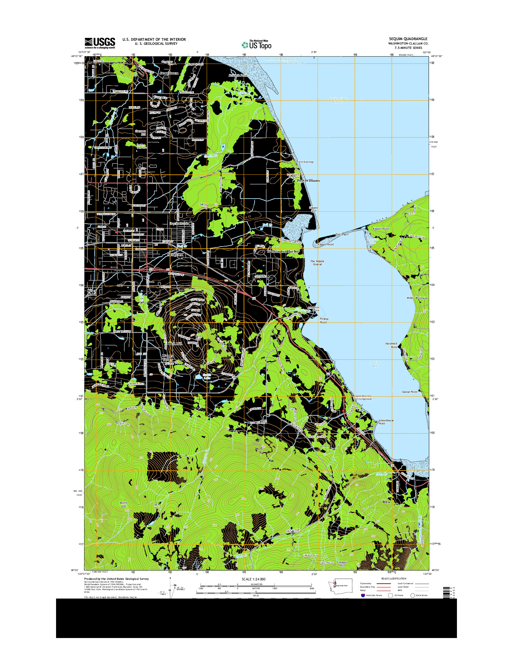 USGS US TOPO 7.5-MINUTE MAP FOR SEQUIM, WA 2014