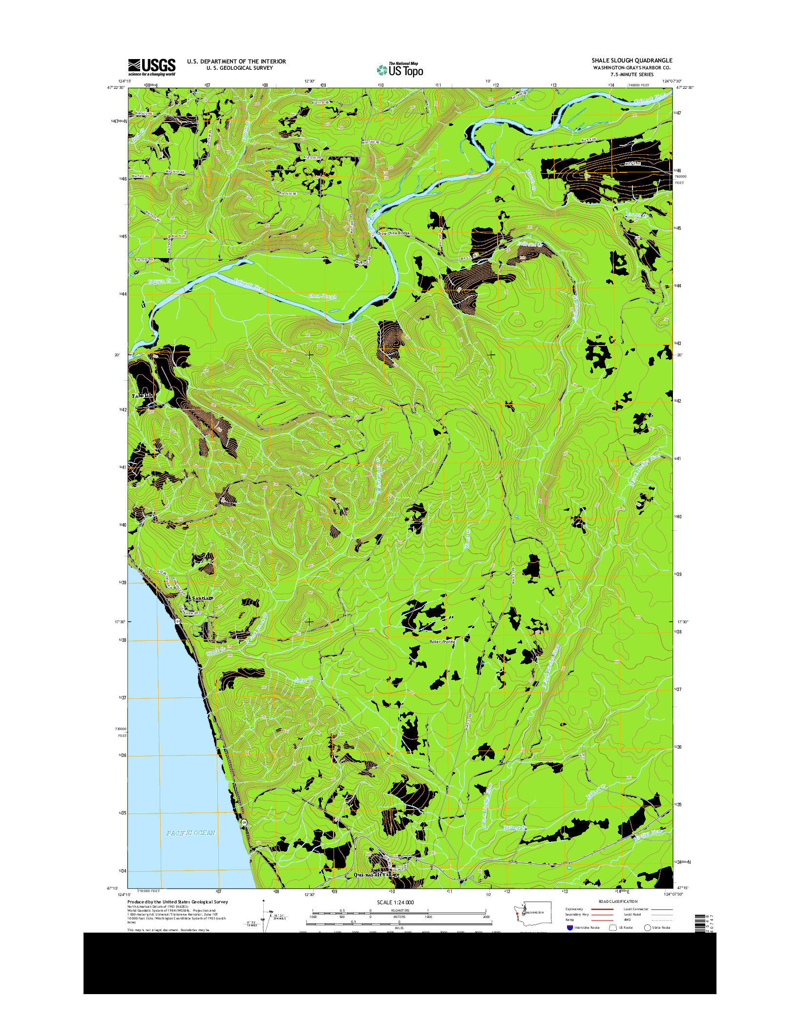 USGS US TOPO 7.5-MINUTE MAP FOR SHALE SLOUGH, WA 2014