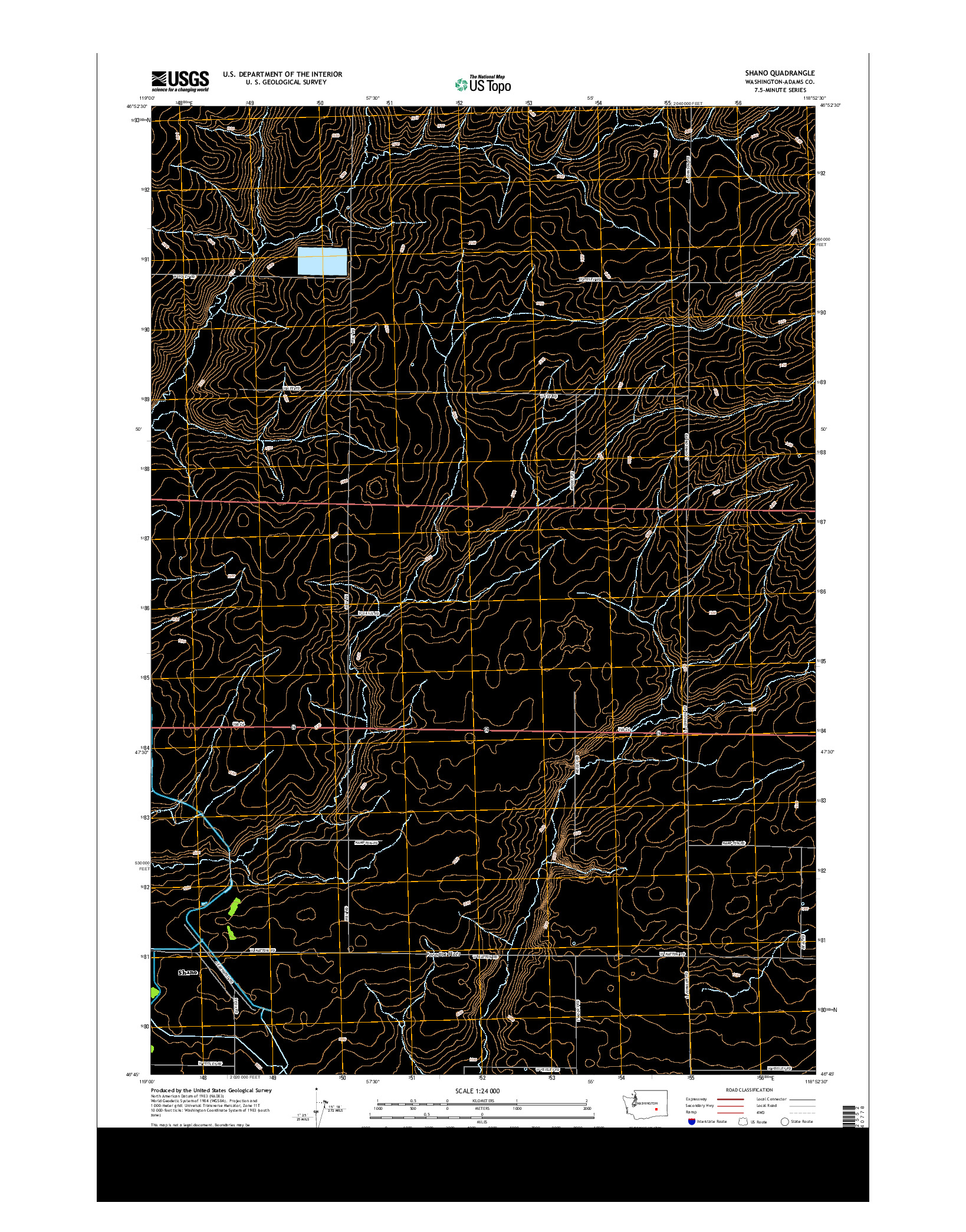 USGS US TOPO 7.5-MINUTE MAP FOR SHANO, WA 2014