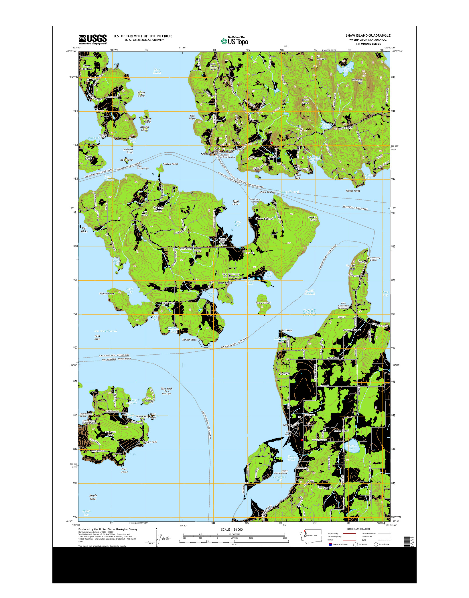 USGS US TOPO 7.5-MINUTE MAP FOR SHAW ISLAND, WA 2014