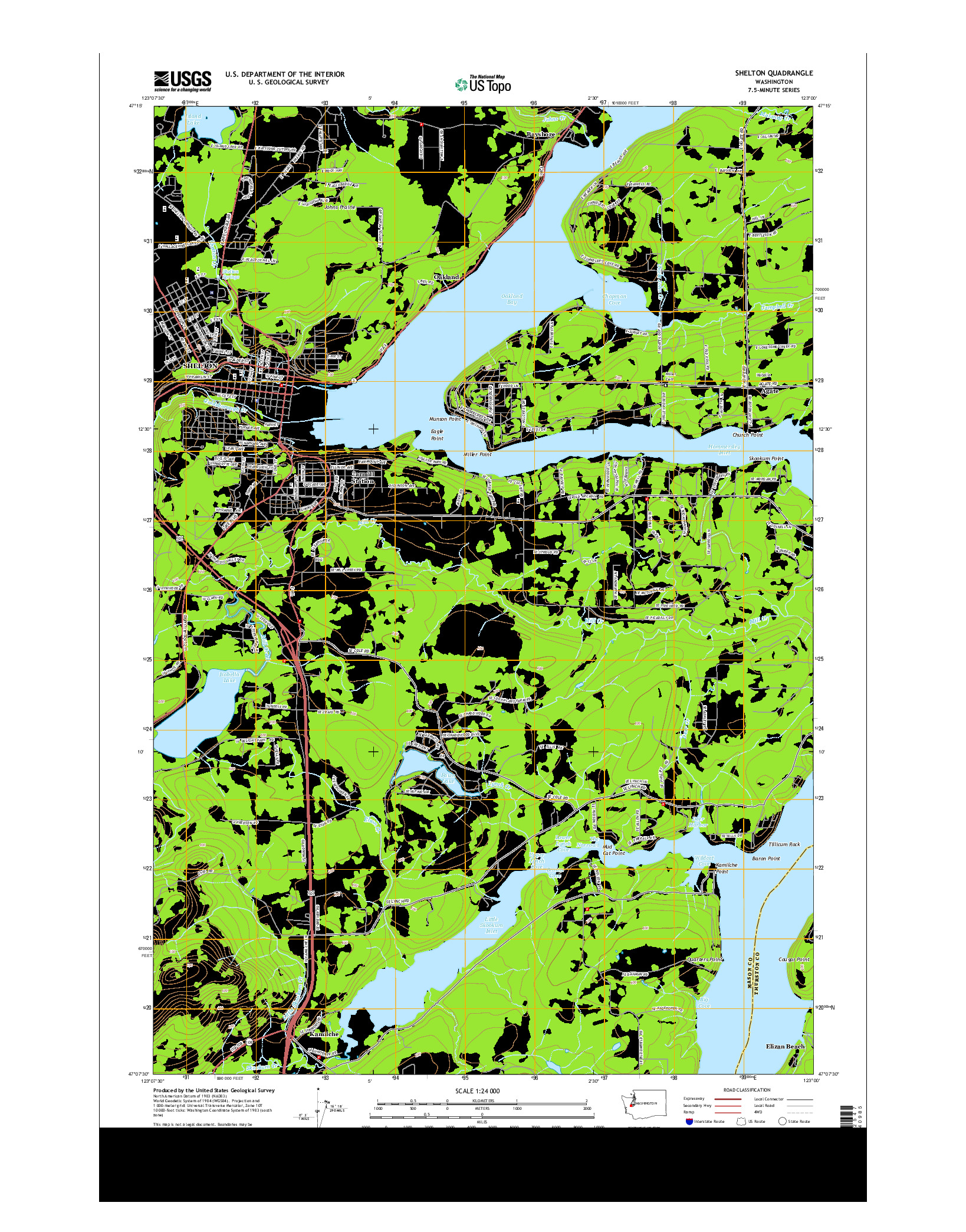 USGS US TOPO 7.5-MINUTE MAP FOR SHELTON, WA 2014