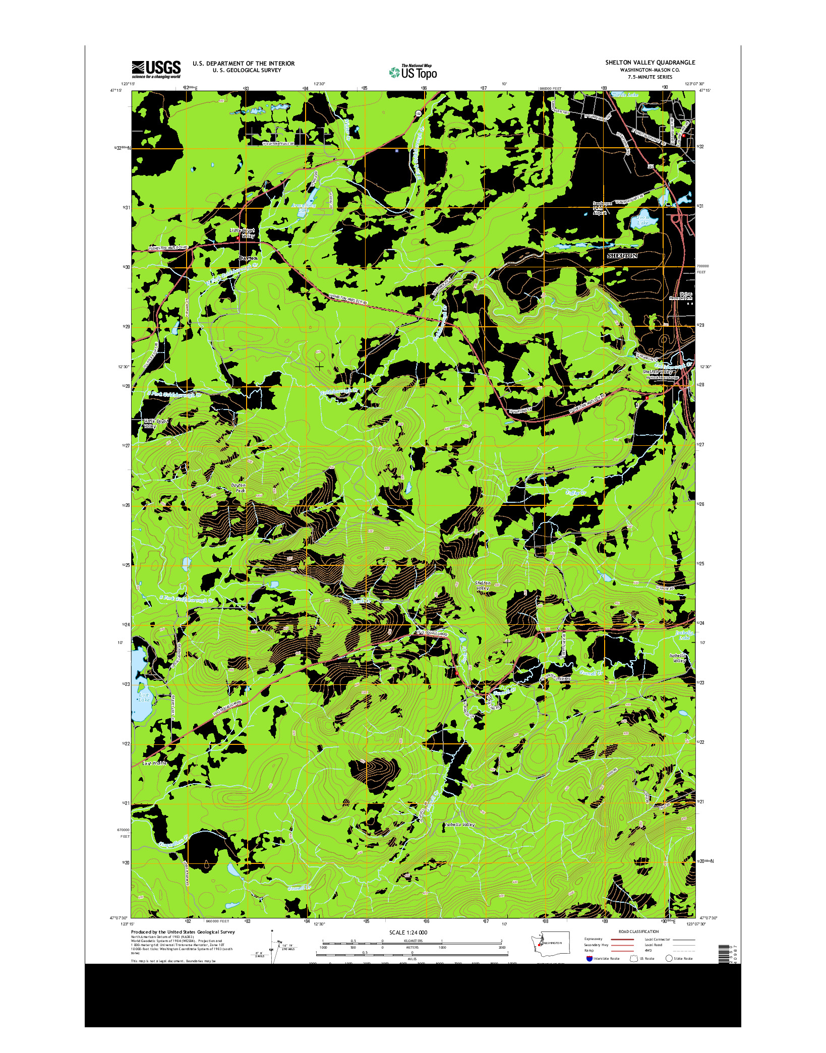 USGS US TOPO 7.5-MINUTE MAP FOR SHELTON VALLEY, WA 2014