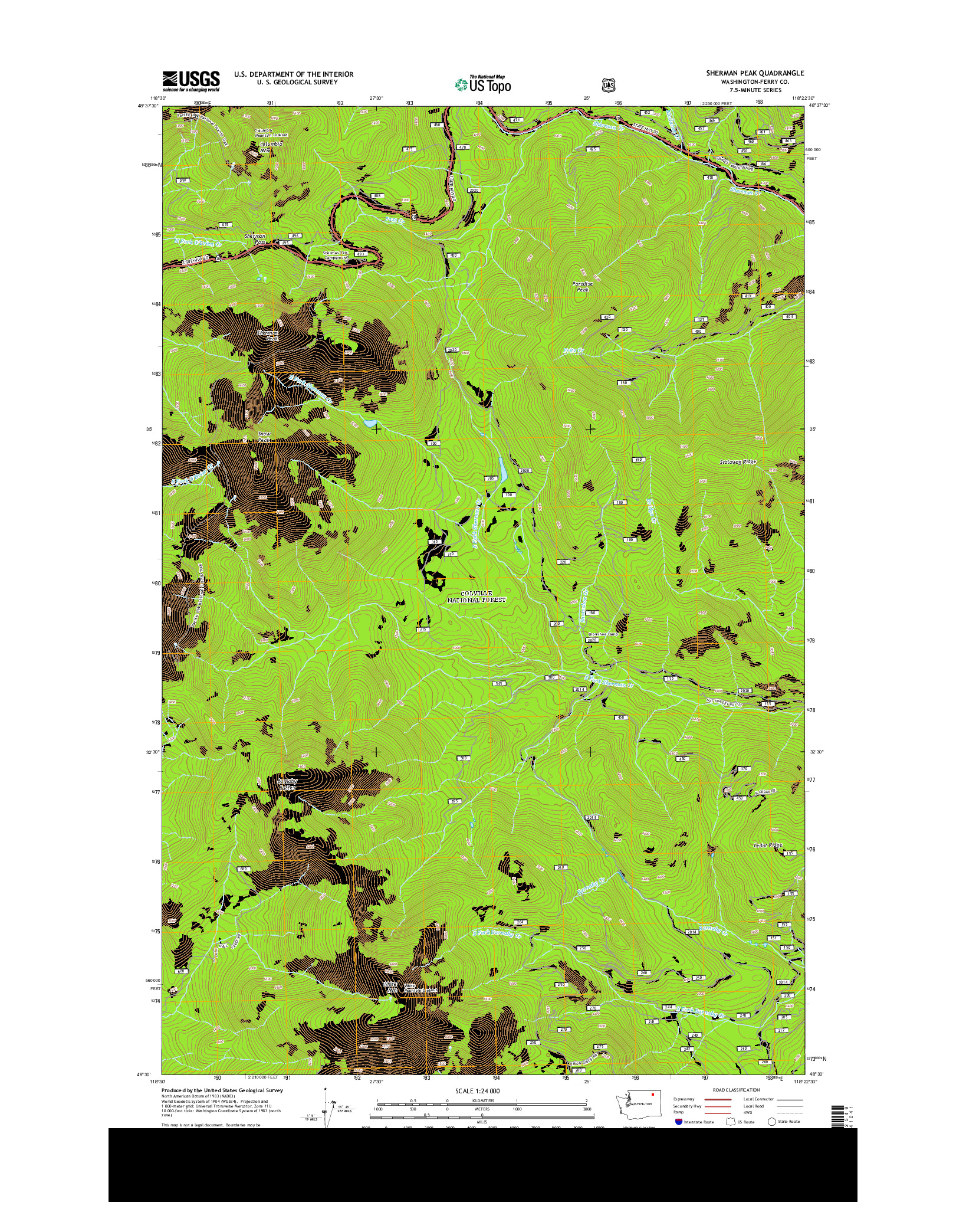 USGS US TOPO 7.5-MINUTE MAP FOR SHERMAN PEAK, WA 2014