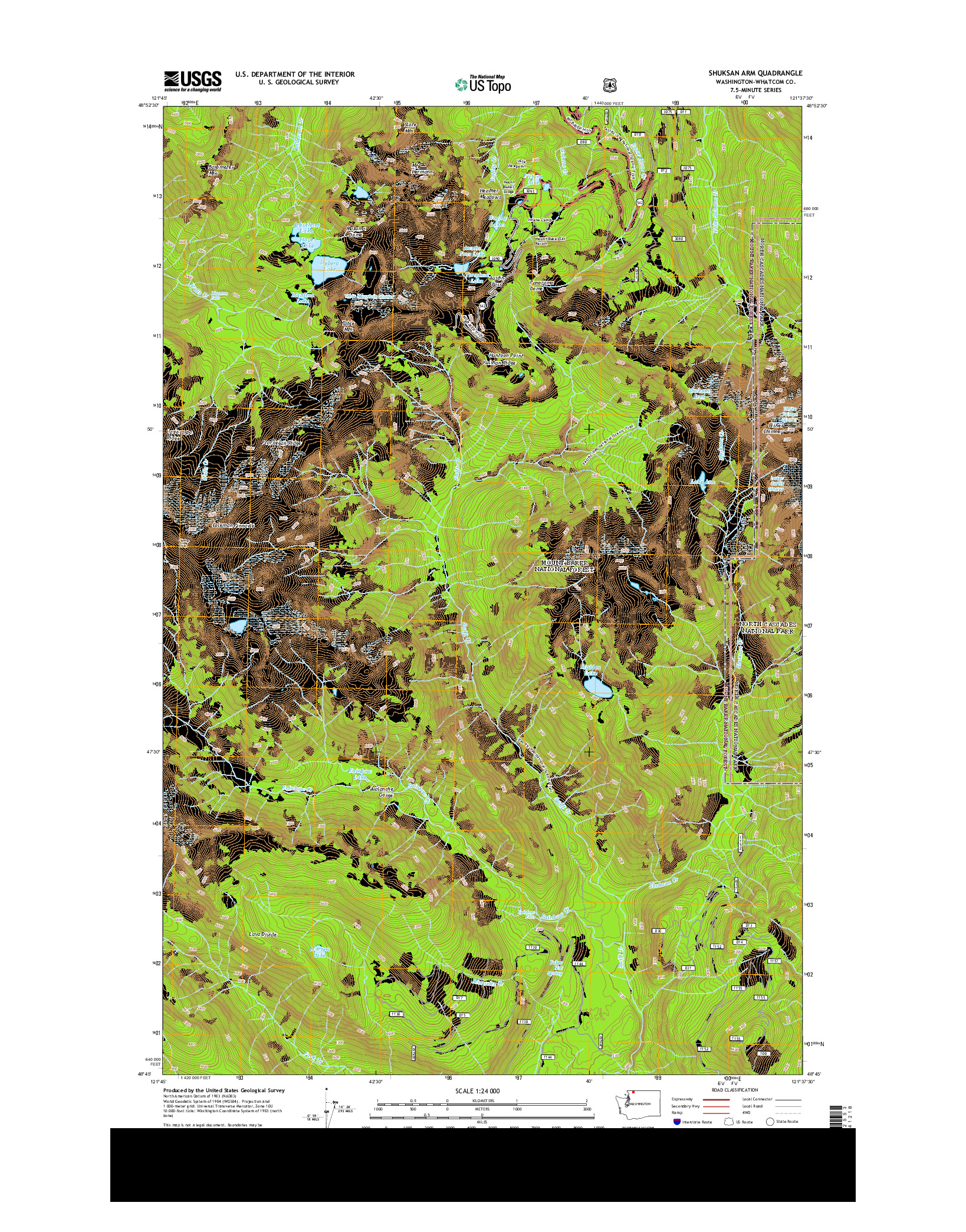 USGS US TOPO 7.5-MINUTE MAP FOR SHUKSAN ARM, WA 2014