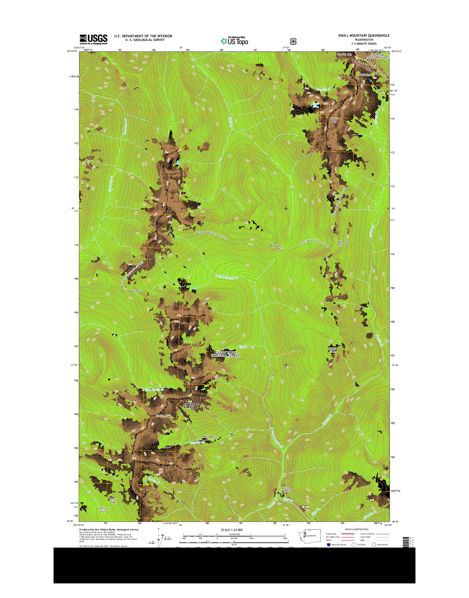 USGS US TOPO 7.5-MINUTE MAP FOR SHULL MOUNTAIN, WA 2014