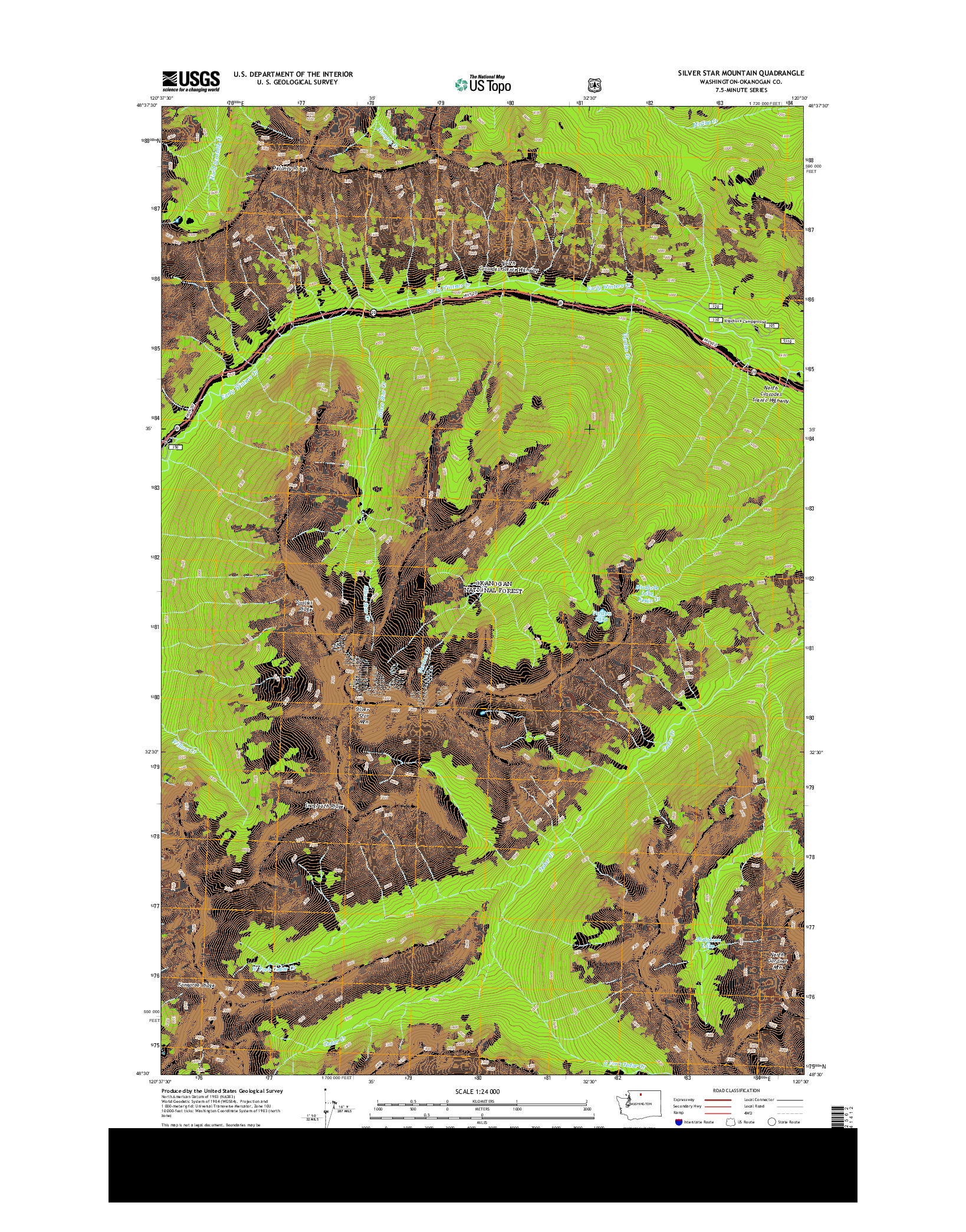 USGS US TOPO 7.5-MINUTE MAP FOR SILVER STAR MOUNTAIN, WA 2014