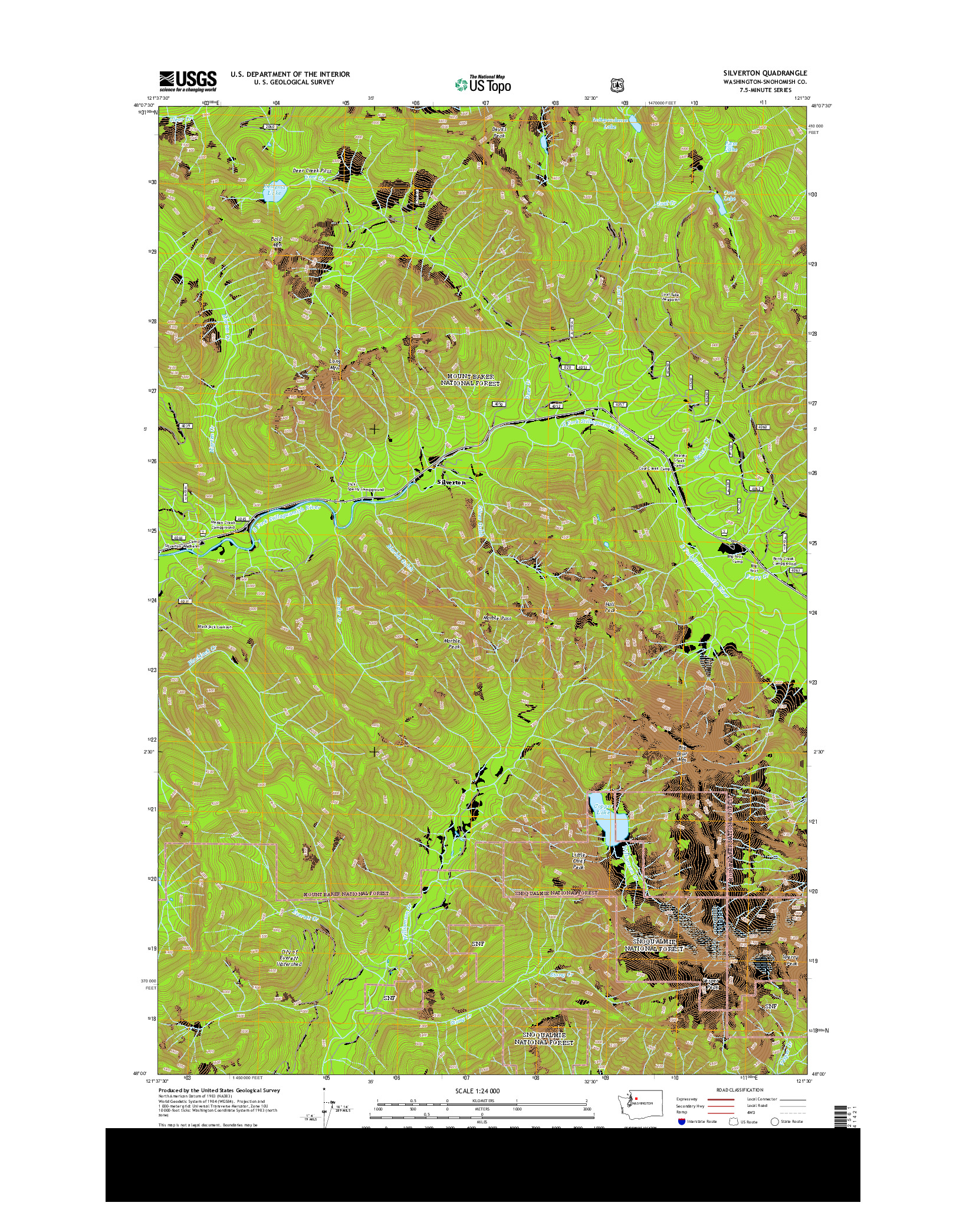 USGS US TOPO 7.5-MINUTE MAP FOR SILVERTON, WA 2014