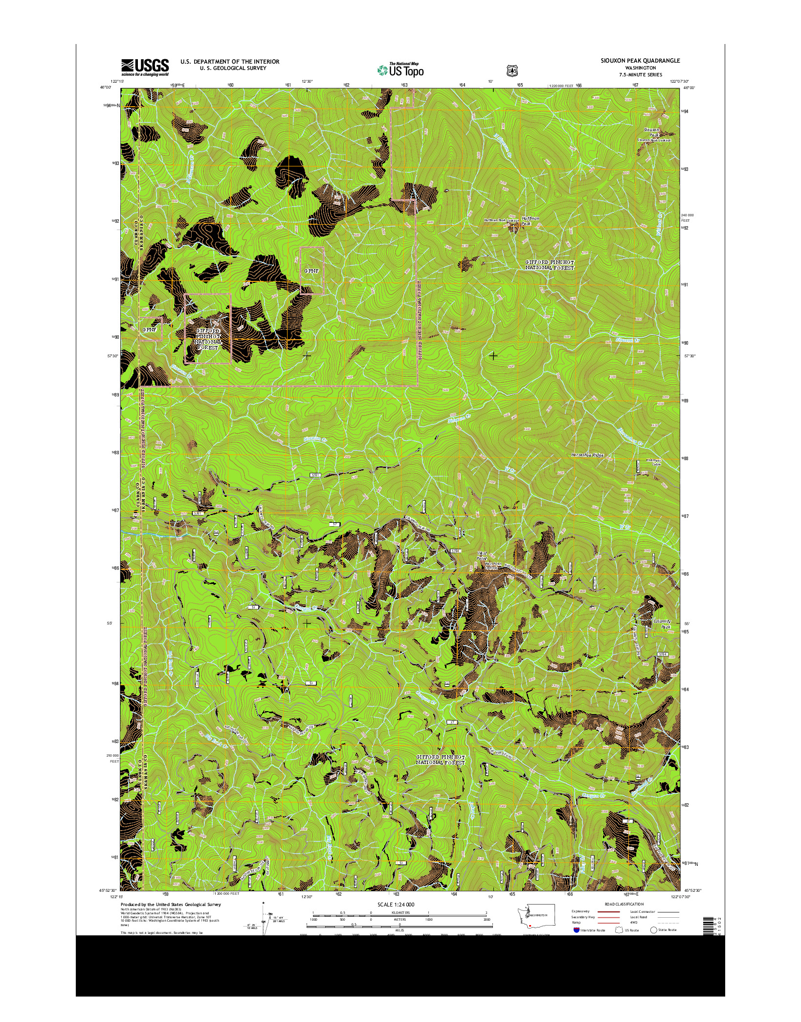 USGS US TOPO 7.5-MINUTE MAP FOR SIOUXON PEAK, WA 2014