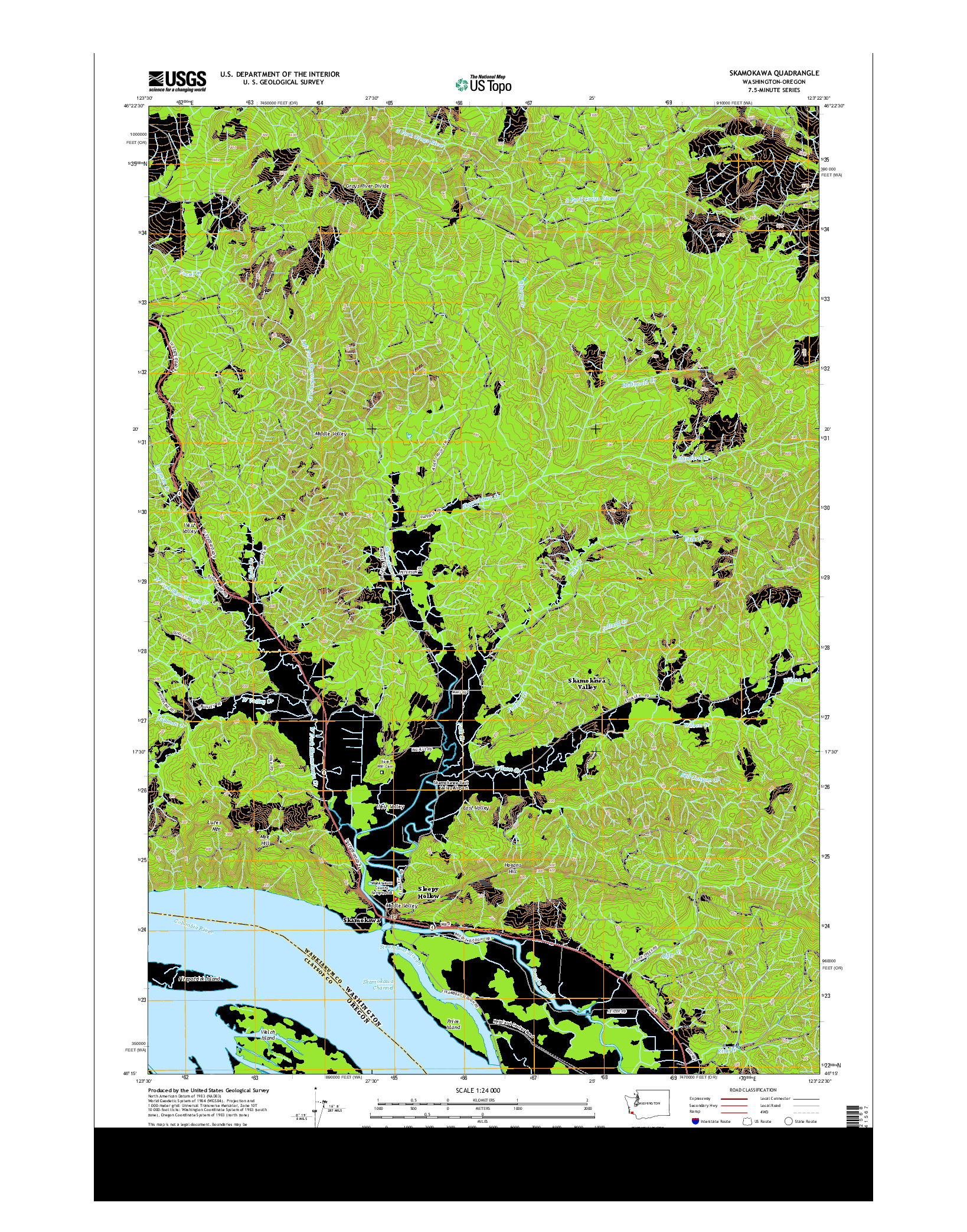 USGS US TOPO 7.5-MINUTE MAP FOR SKAMOKAWA, WA-OR 2014