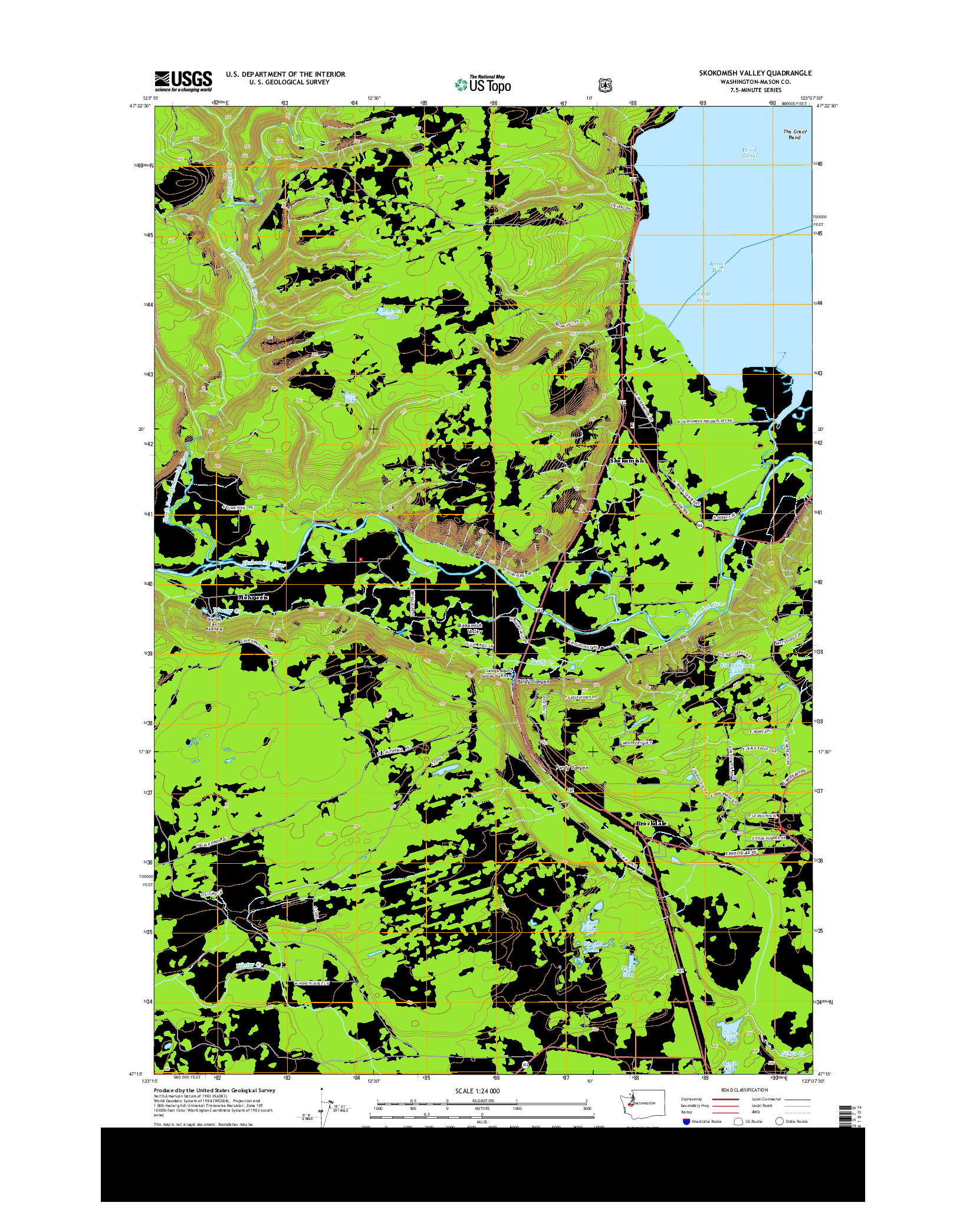 USGS US TOPO 7.5-MINUTE MAP FOR SKOKOMISH VALLEY, WA 2014