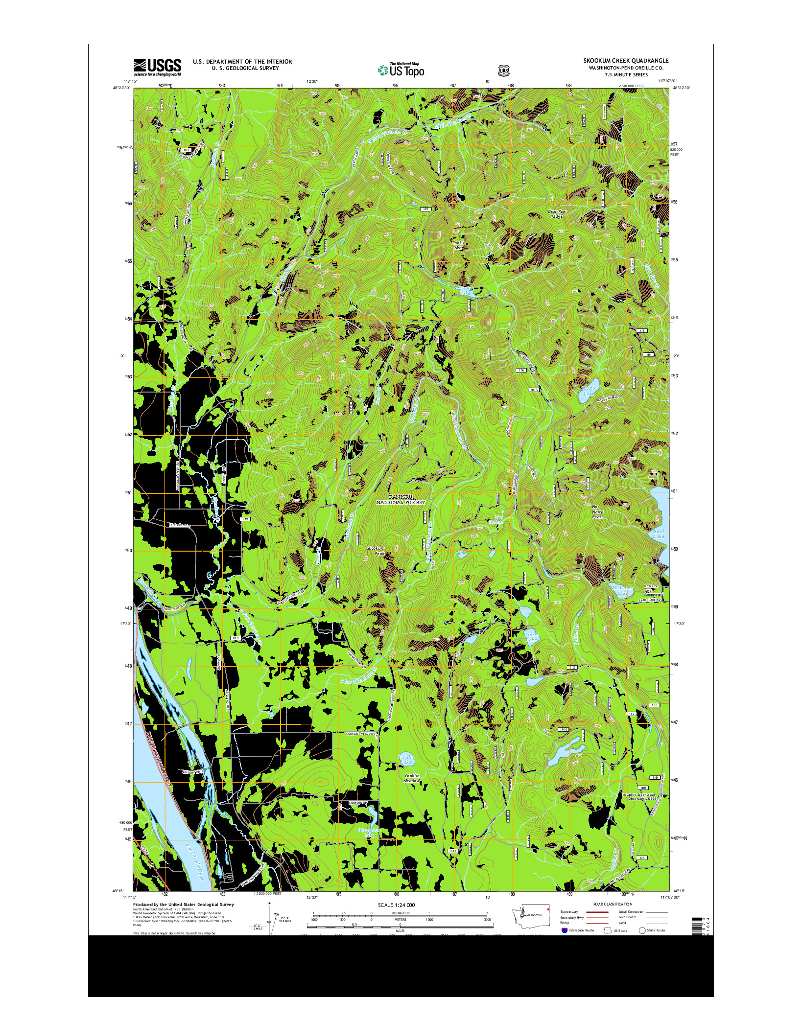 USGS US TOPO 7.5-MINUTE MAP FOR SKOOKUM CREEK, WA 2014