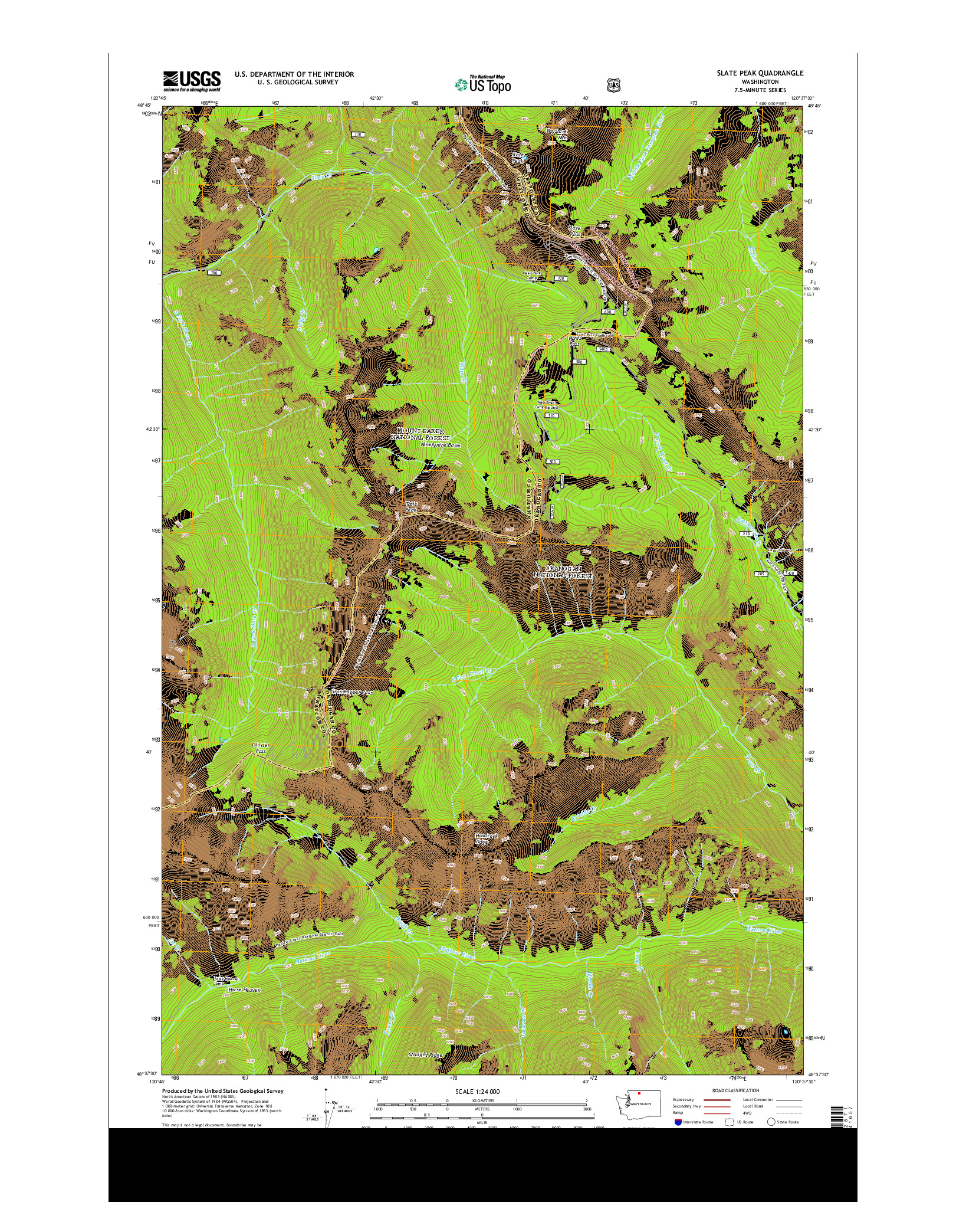 USGS US TOPO 7.5-MINUTE MAP FOR SLATE PEAK, WA 2014