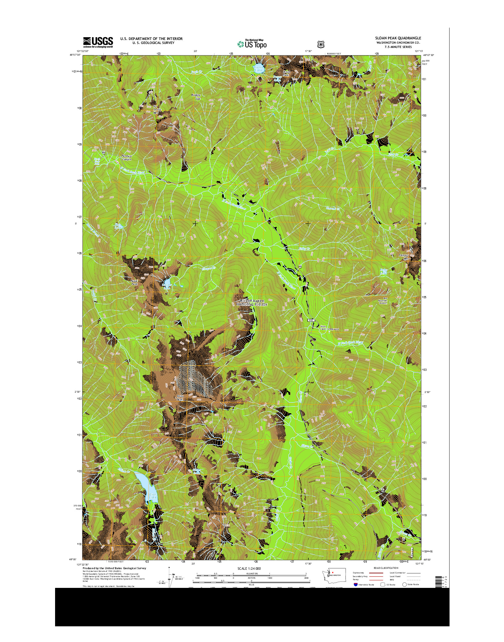 USGS US TOPO 7.5-MINUTE MAP FOR SLOAN PEAK, WA 2014