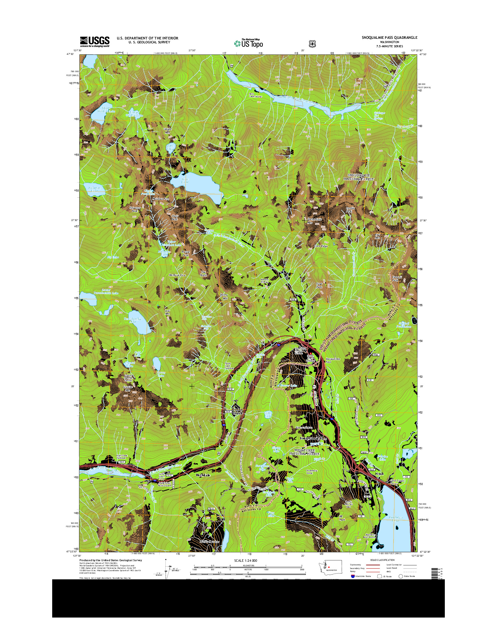 USGS US TOPO 7.5-MINUTE MAP FOR SNOQUALMIE PASS, WA 2014