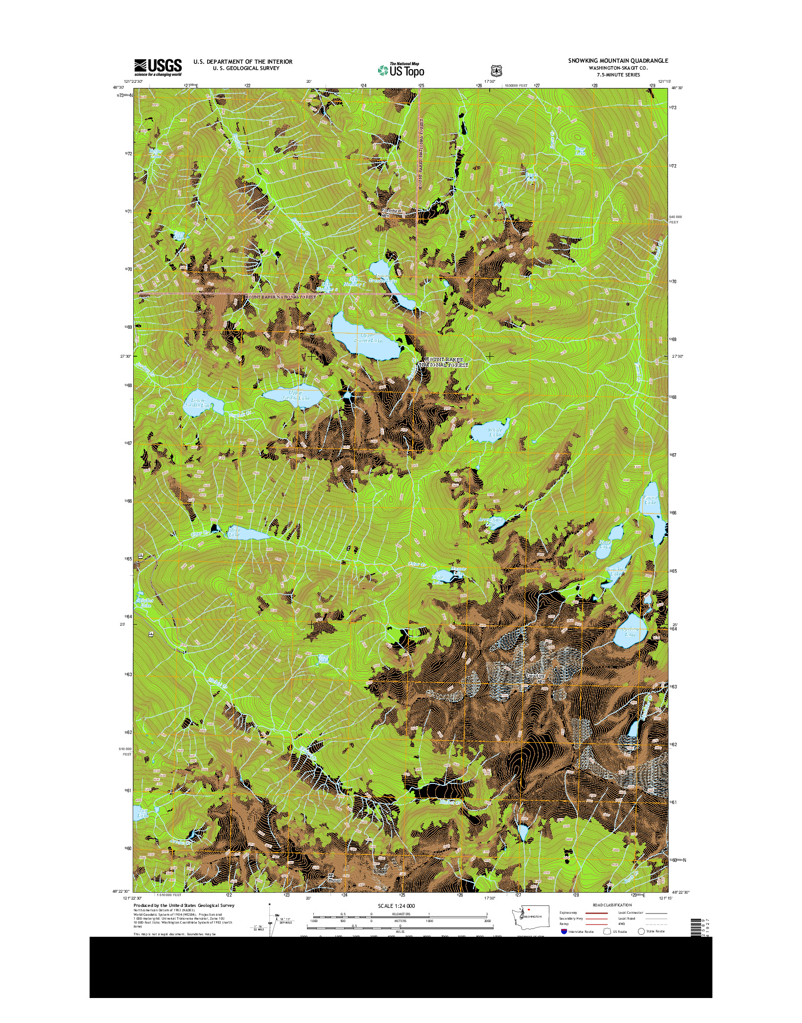 USGS US TOPO 7.5-MINUTE MAP FOR SNOWKING MOUNTAIN, WA 2014