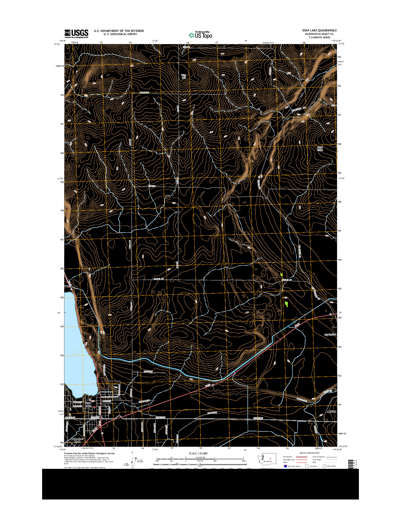 USGS US TOPO 7.5-MINUTE MAP FOR SOAP LAKE, WA 2014