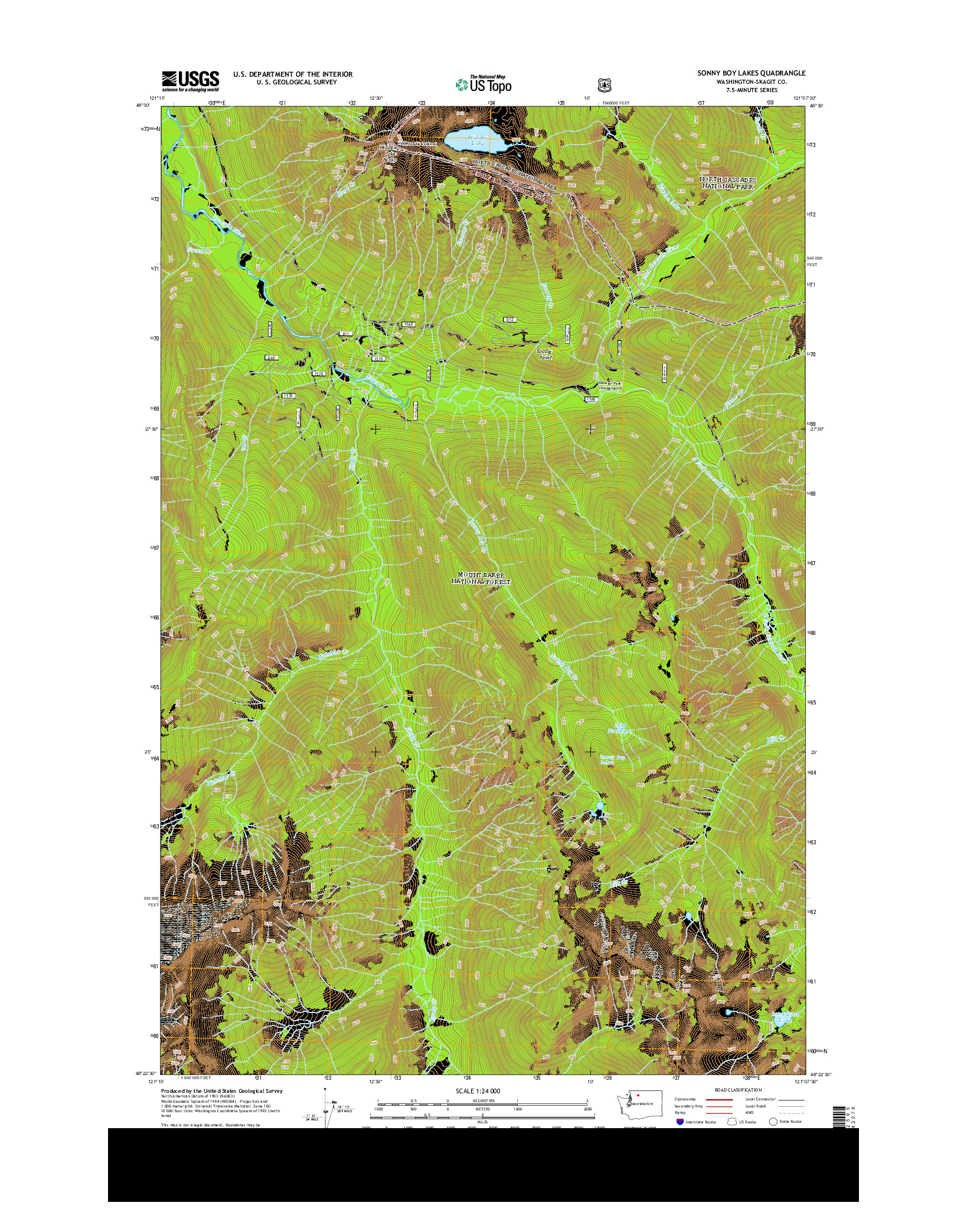 USGS US TOPO 7.5-MINUTE MAP FOR SONNY BOY LAKES, WA 2014