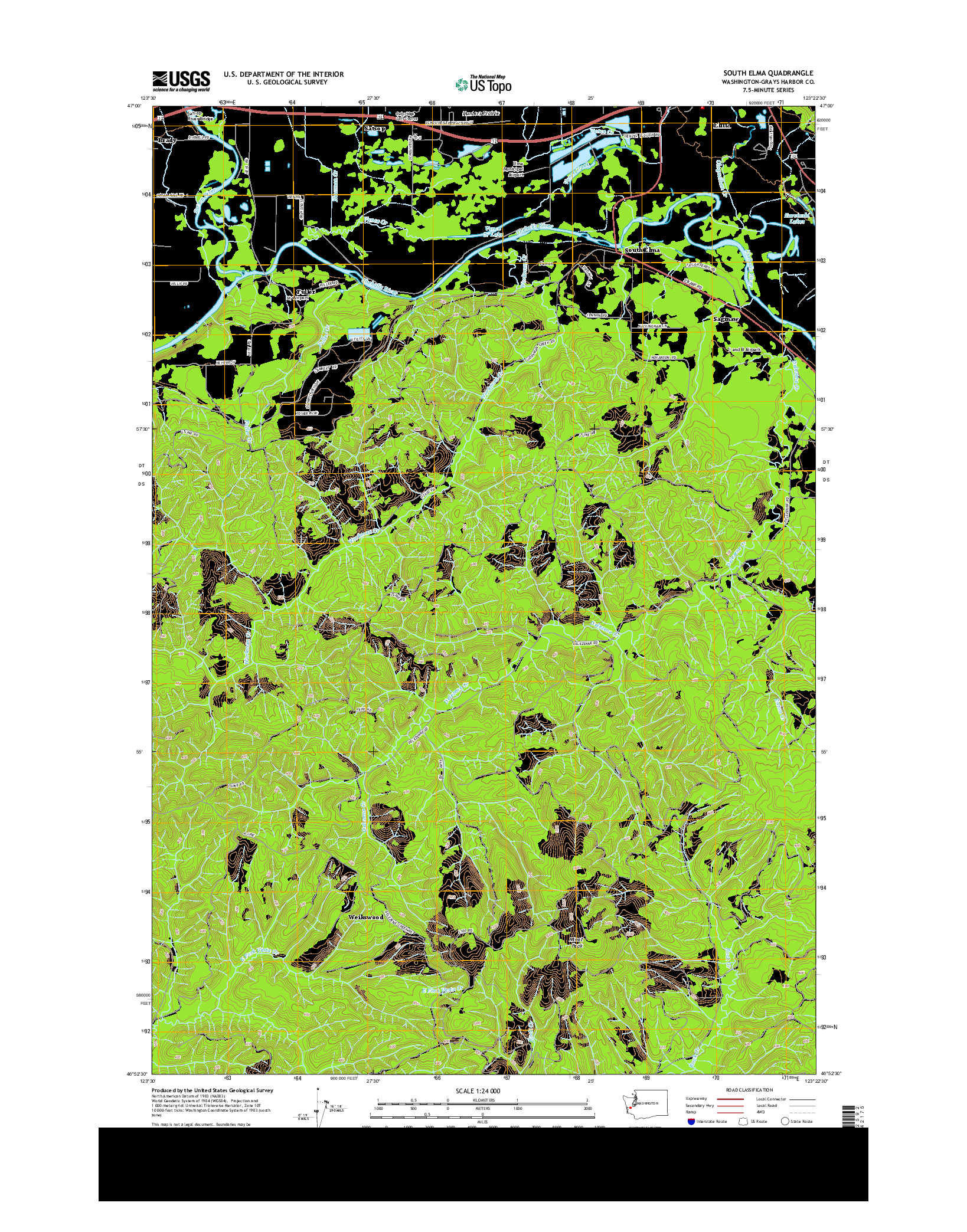 USGS US TOPO 7.5-MINUTE MAP FOR SOUTH ELMA, WA 2014