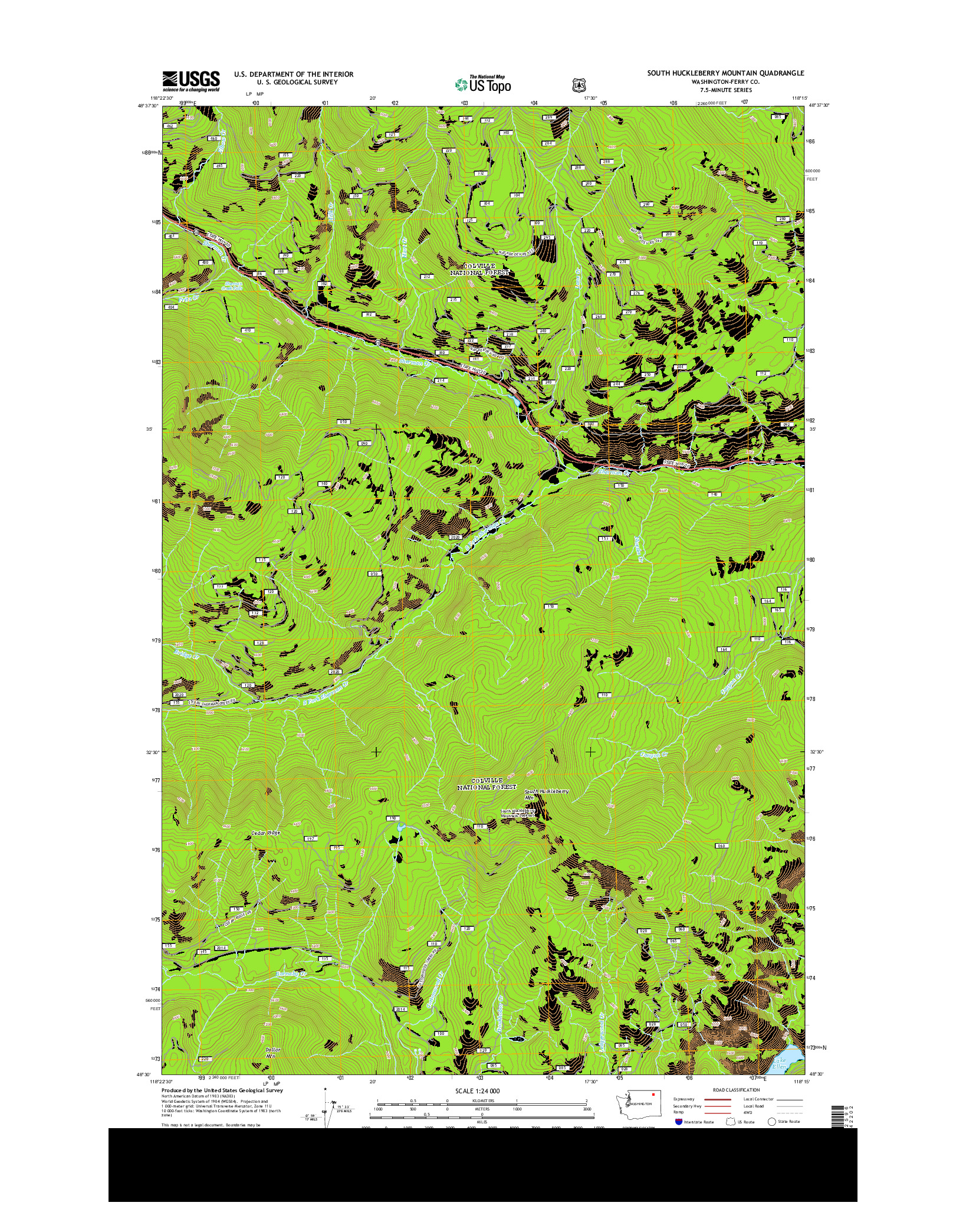 USGS US TOPO 7.5-MINUTE MAP FOR SOUTH HUCKLEBERRY MOUNTAIN, WA 2014