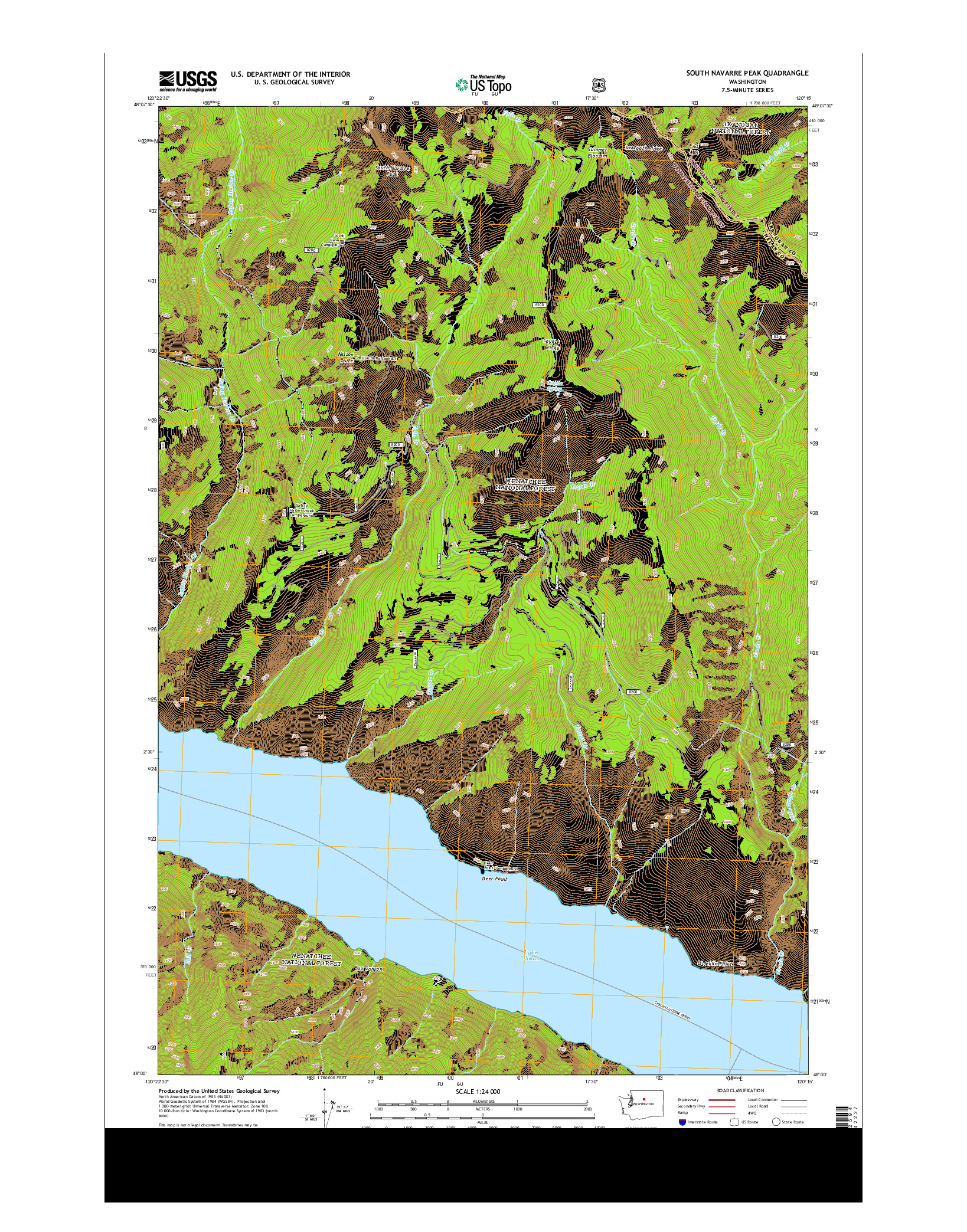 USGS US TOPO 7.5-MINUTE MAP FOR SOUTH NAVARRE PEAK, WA 2014