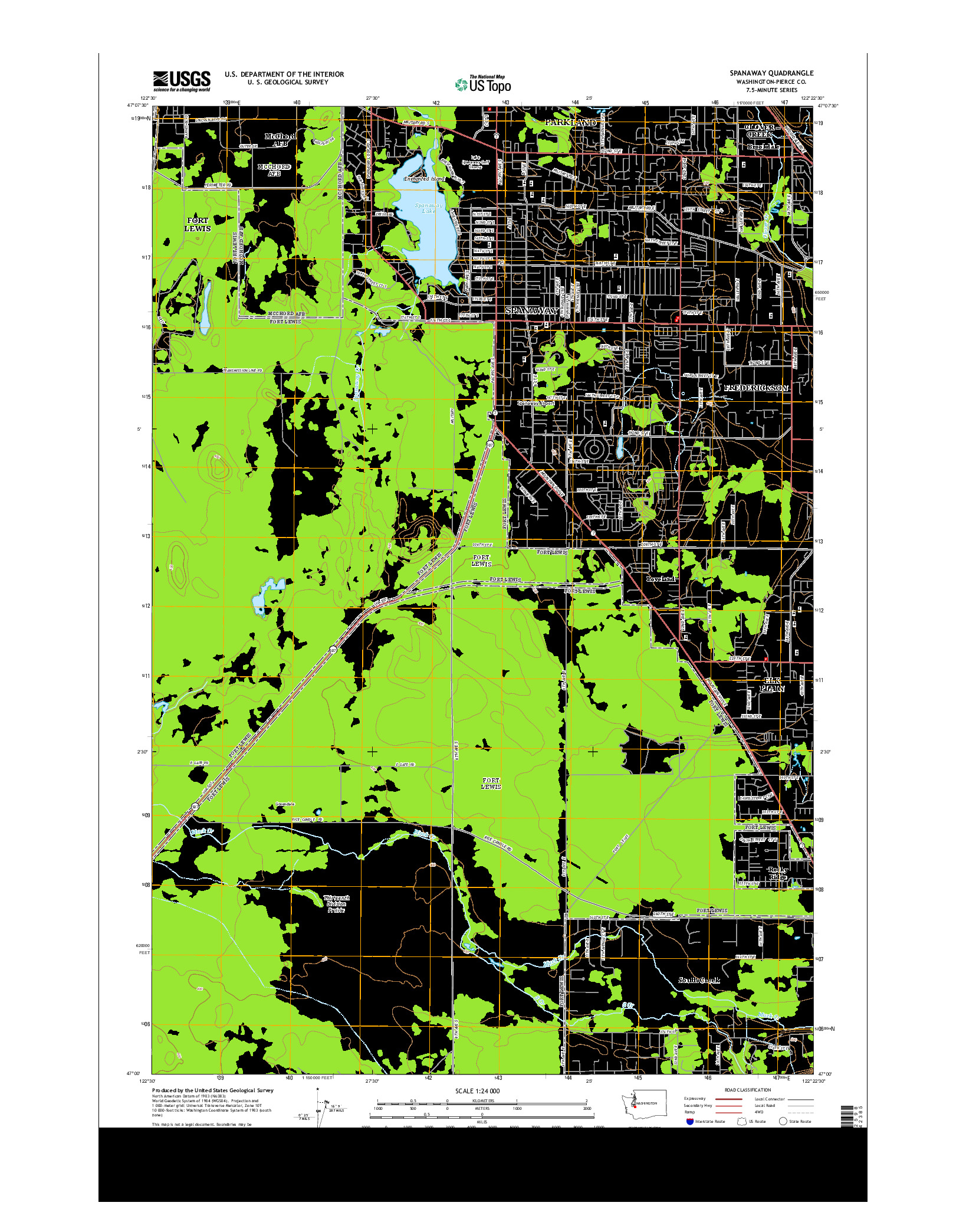 USGS US TOPO 7.5-MINUTE MAP FOR SPANAWAY, WA 2014