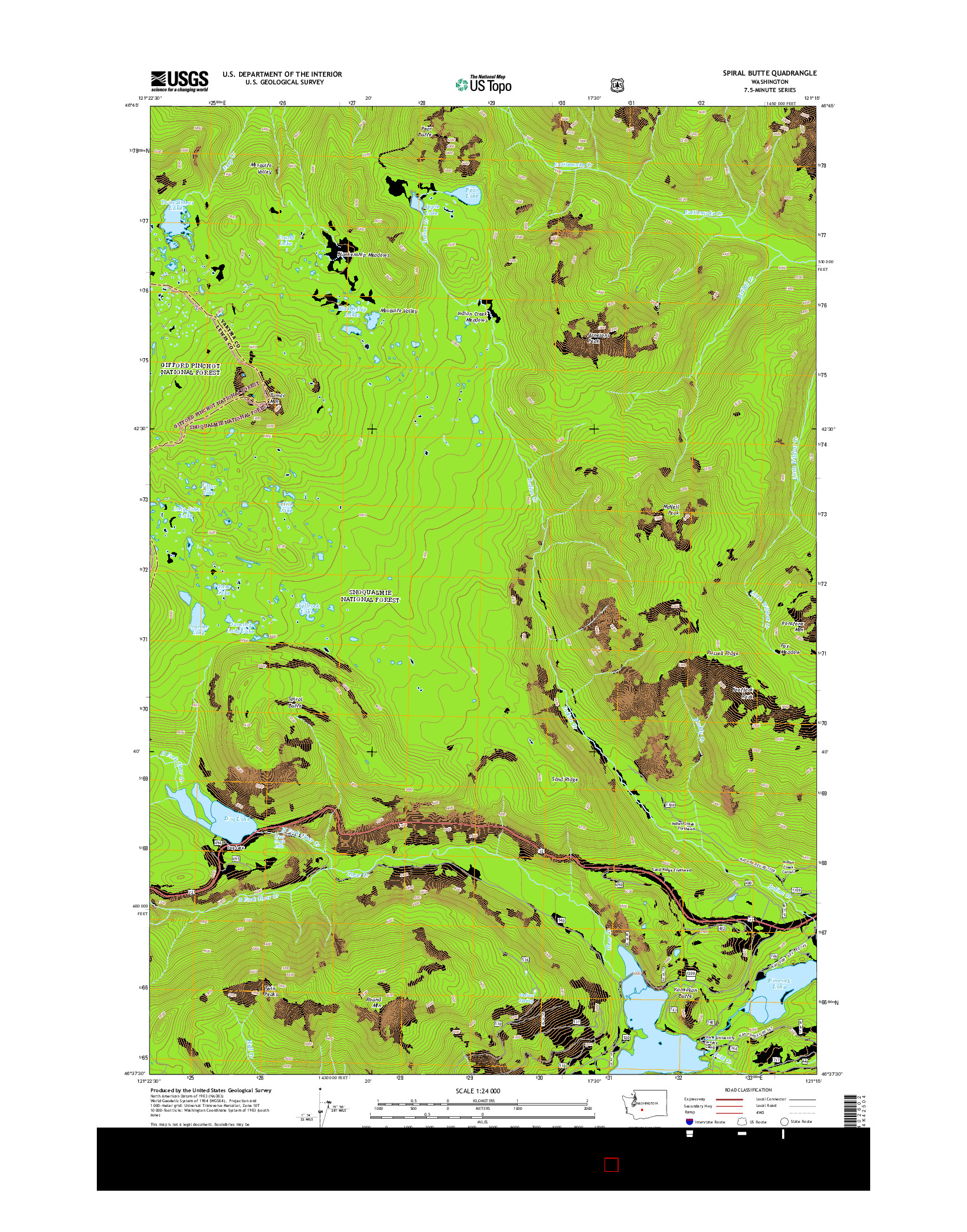 USGS US TOPO 7.5-MINUTE MAP FOR SPIRAL BUTTE, WA 2014