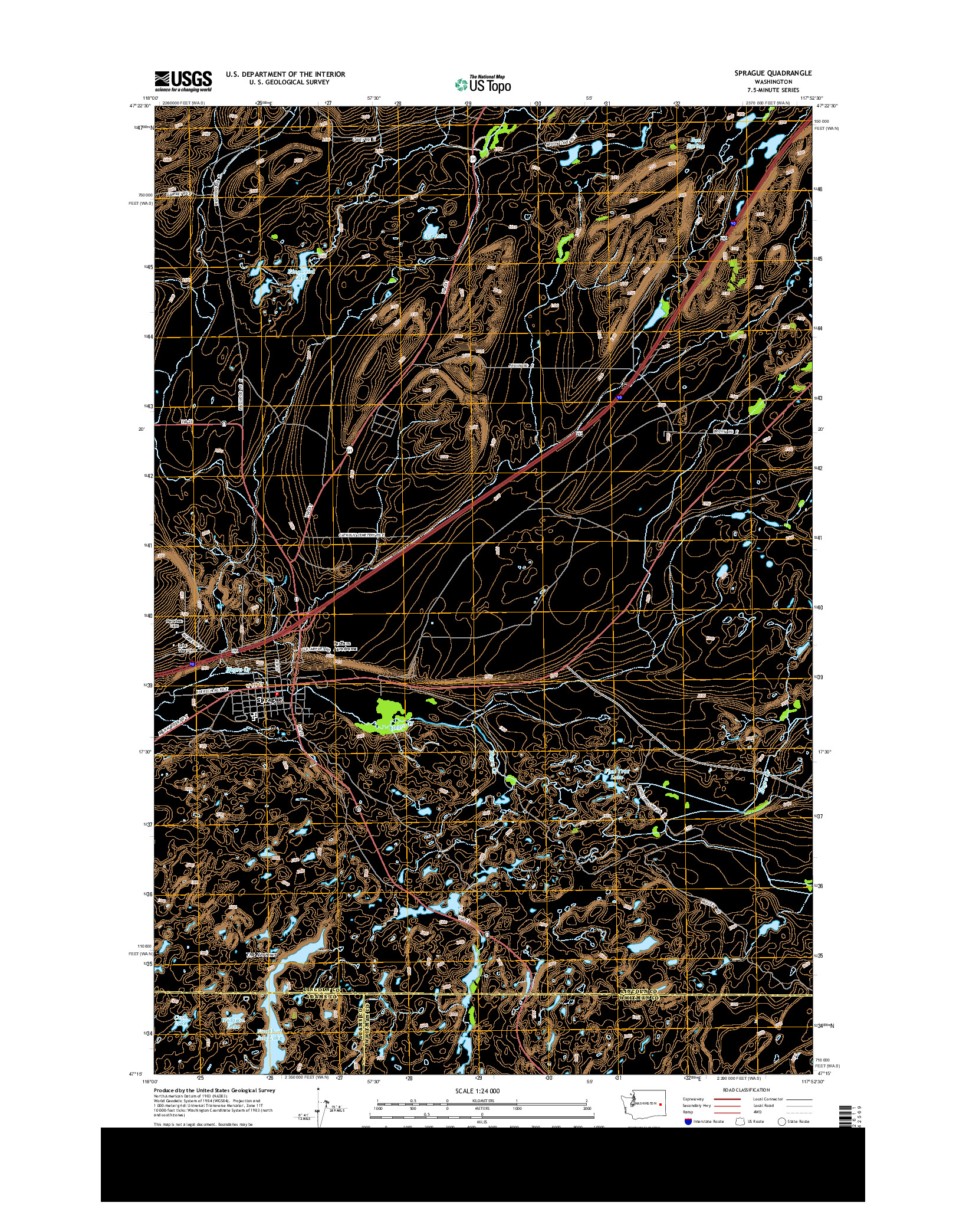 USGS US TOPO 7.5-MINUTE MAP FOR SPRAGUE, WA 2014