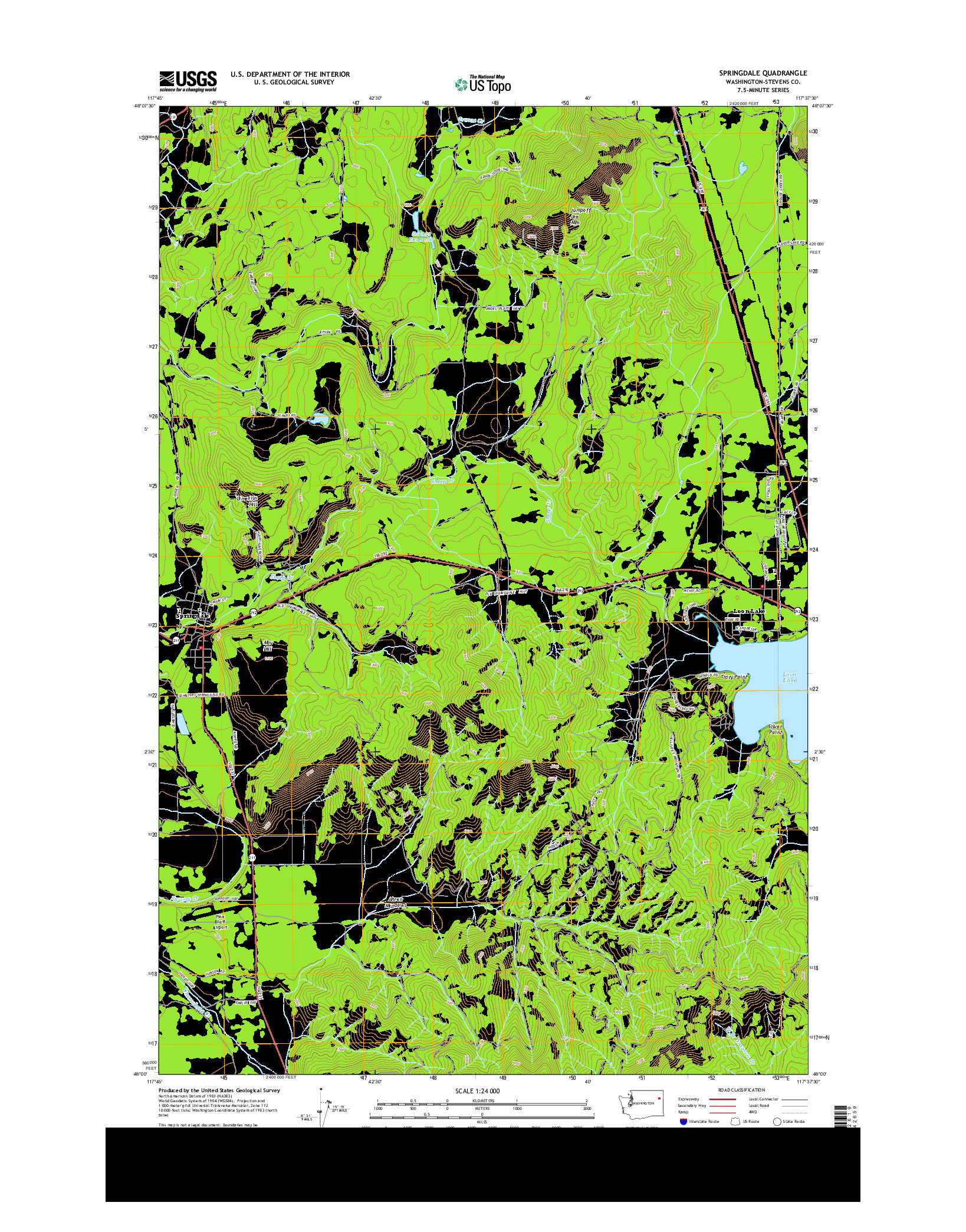 USGS US TOPO 7.5-MINUTE MAP FOR SPRINGDALE, WA 2014