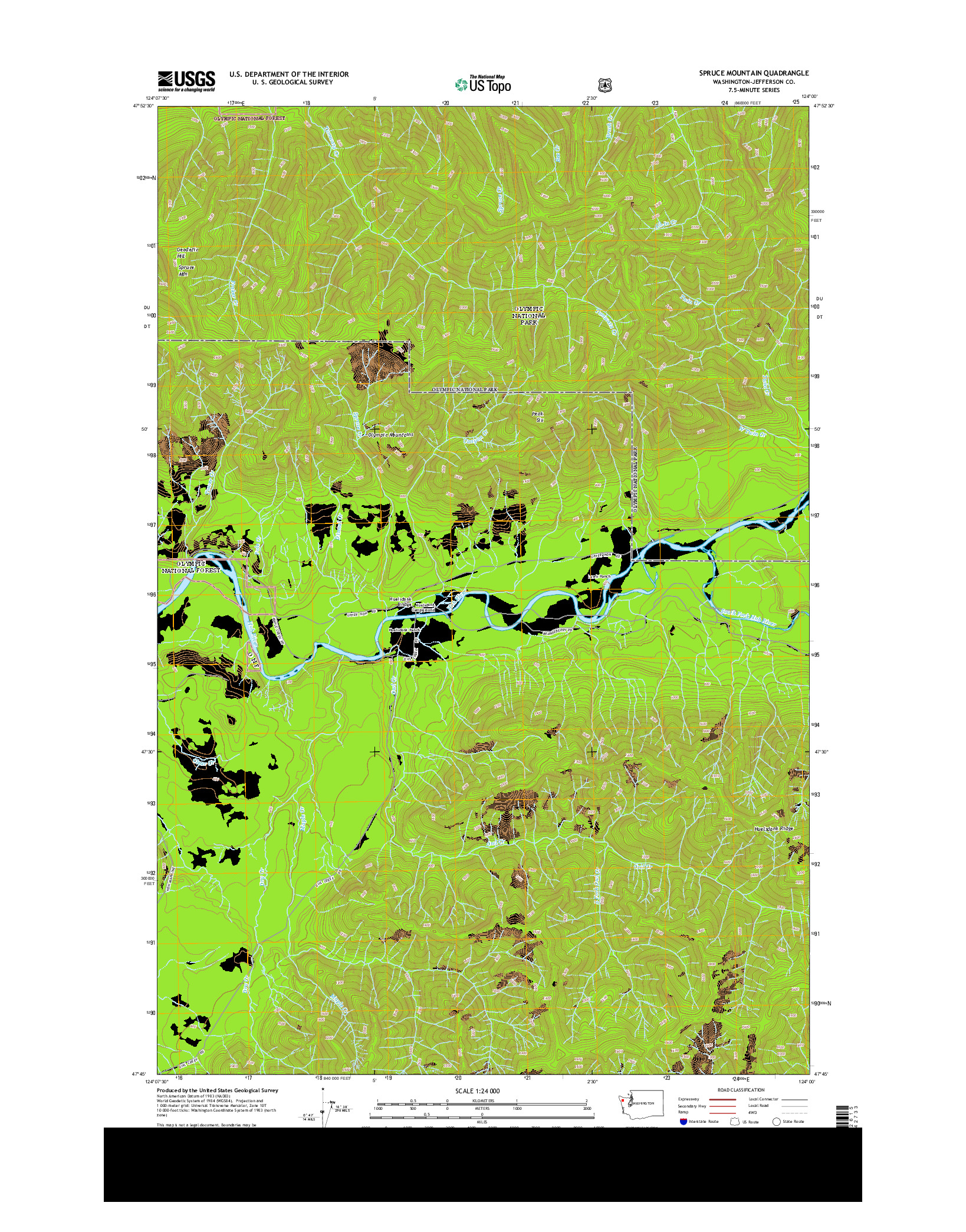 USGS US TOPO 7.5-MINUTE MAP FOR SPRUCE MOUNTAIN, WA 2014