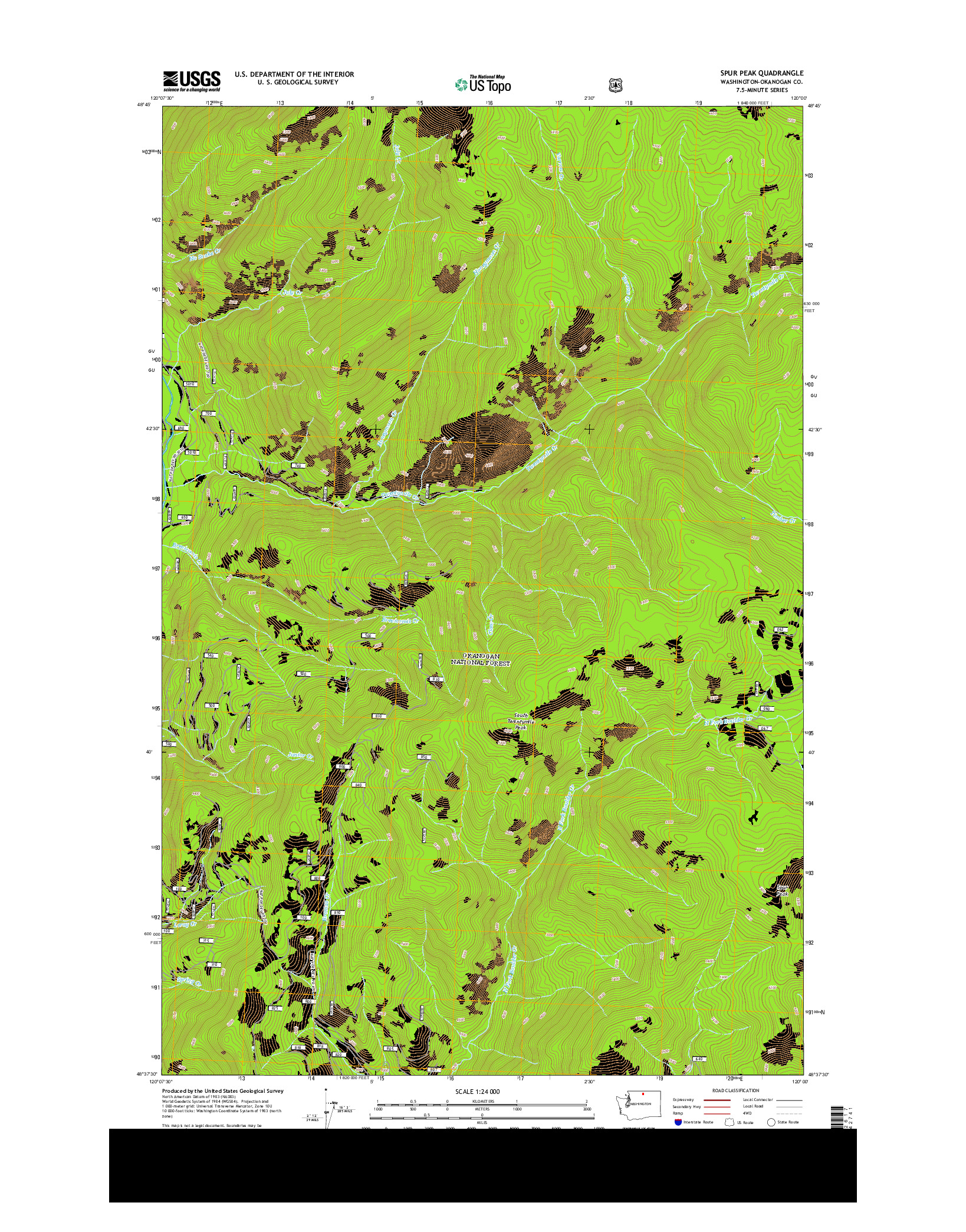 USGS US TOPO 7.5-MINUTE MAP FOR SPUR PEAK, WA 2014