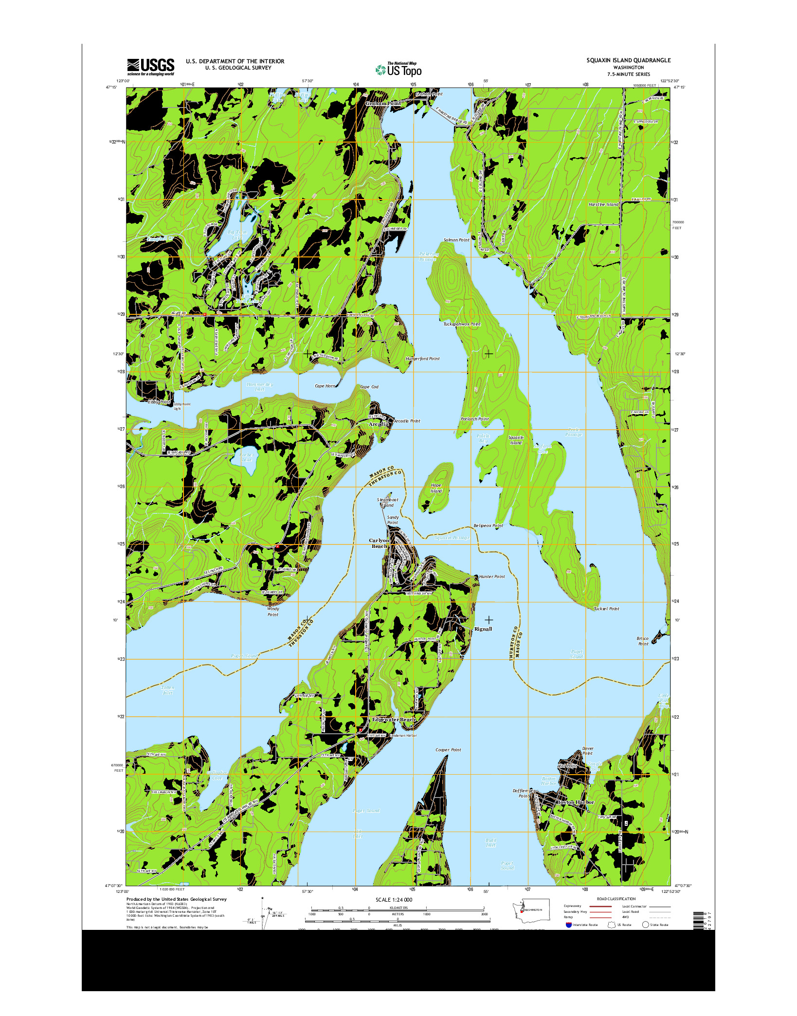 USGS US TOPO 7.5-MINUTE MAP FOR SQUAXIN ISLAND, WA 2014
