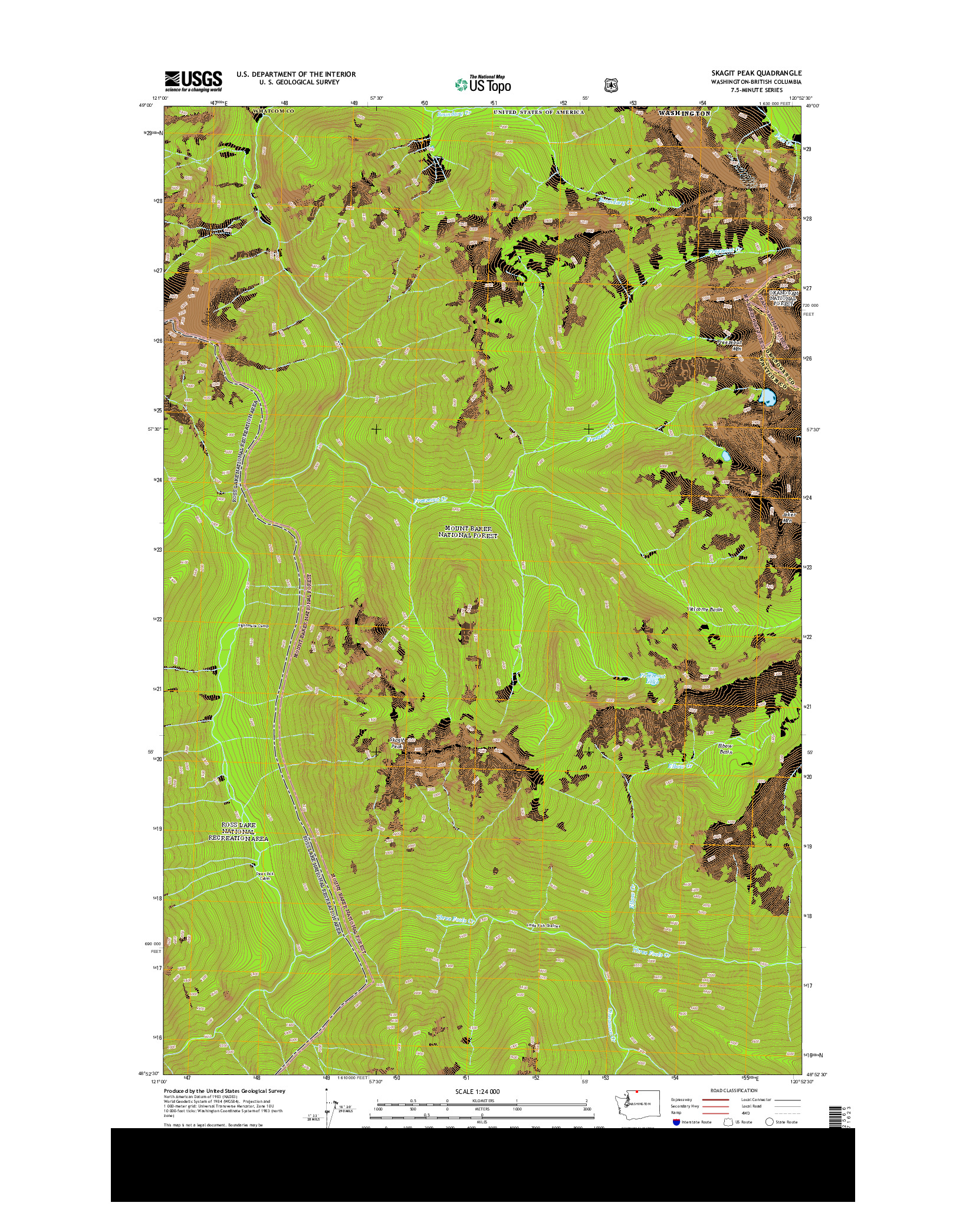 USGS US TOPO 7.5-MINUTE MAP FOR SKAGIT PEAK, WA-BC 2014